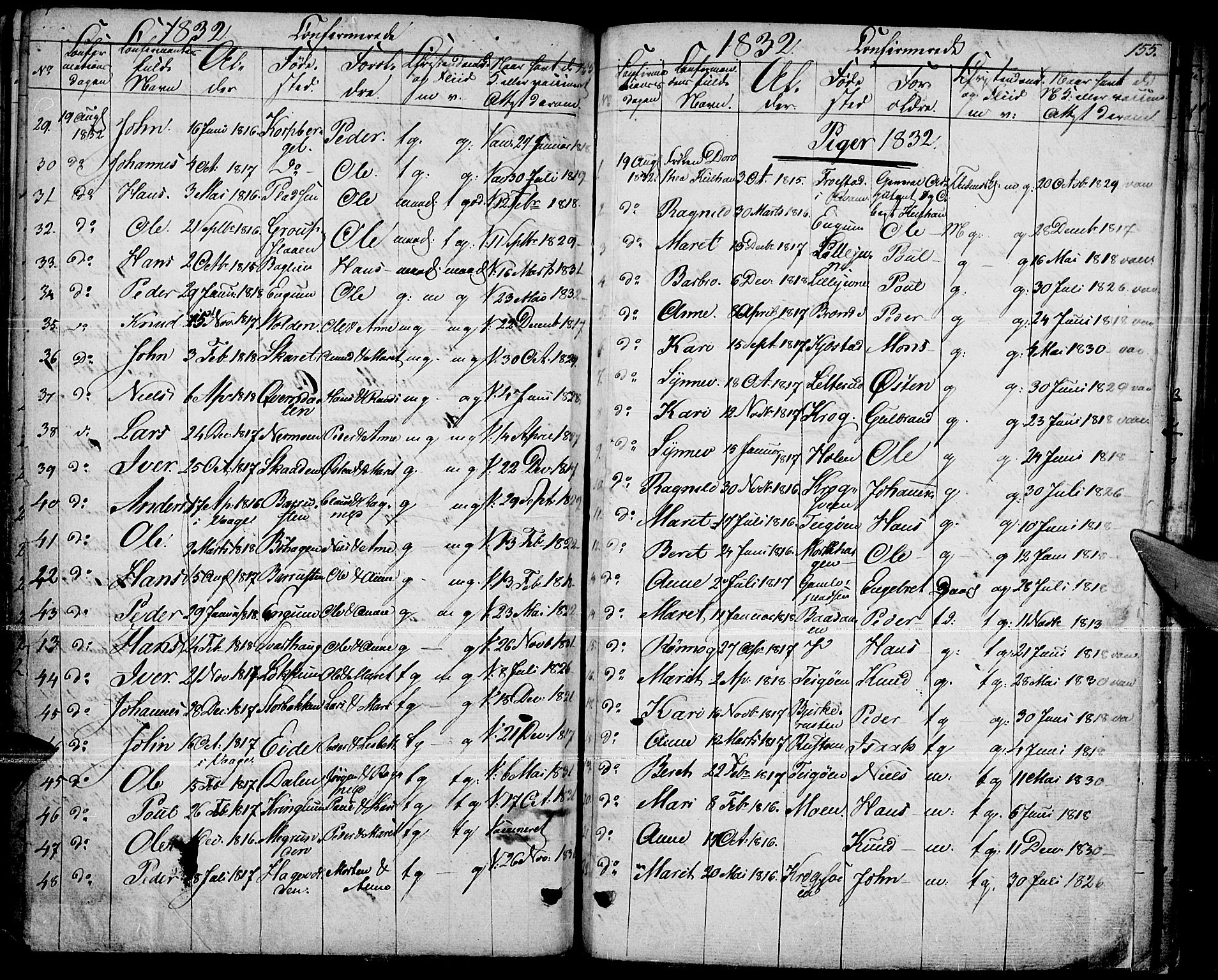 Fron prestekontor, AV/SAH-PREST-078/H/Ha/Haa/L0003: Parish register (official) no. 3, 1828-1838, p. 155