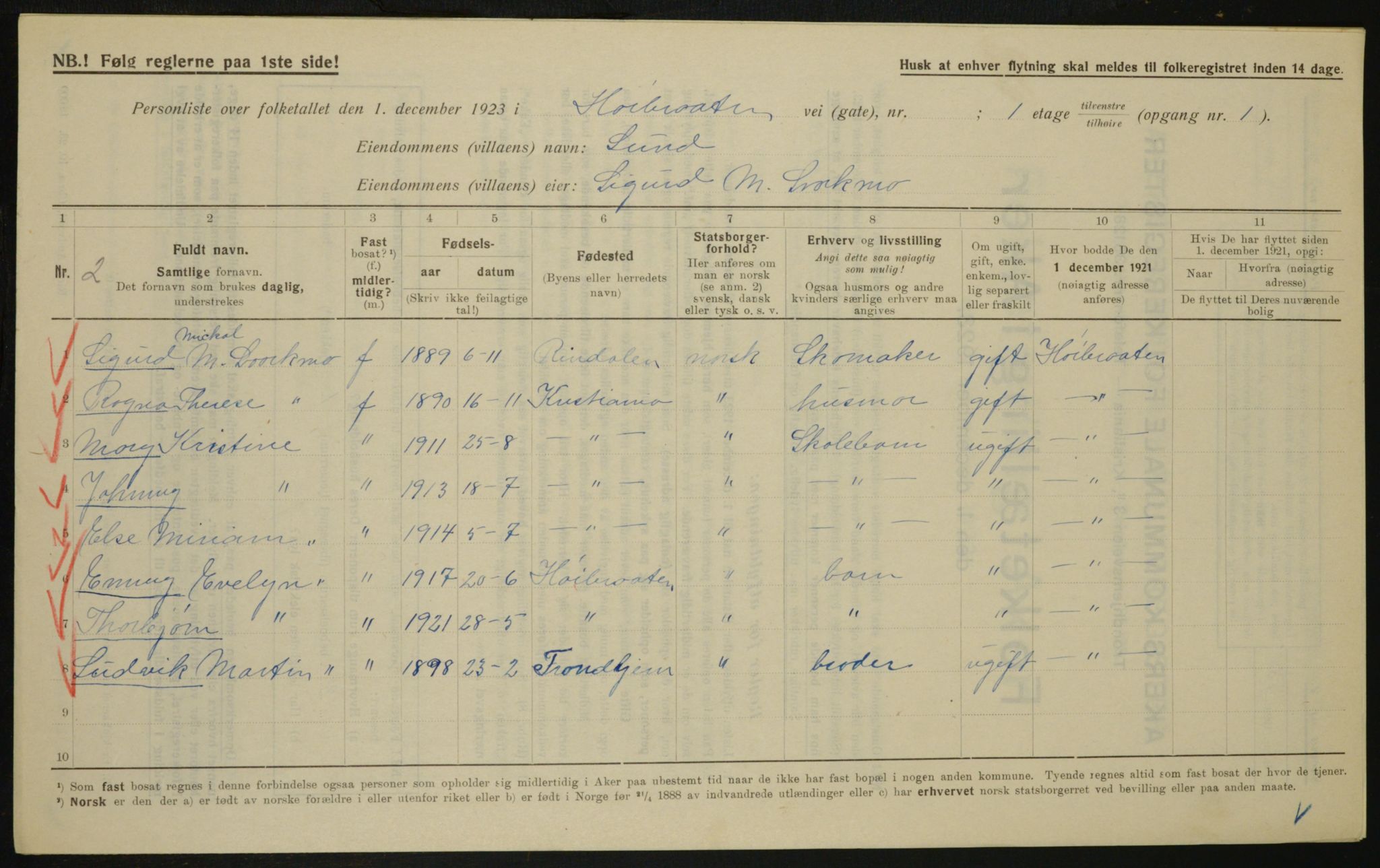 , Municipal Census 1923 for Aker, 1923, p. 24550