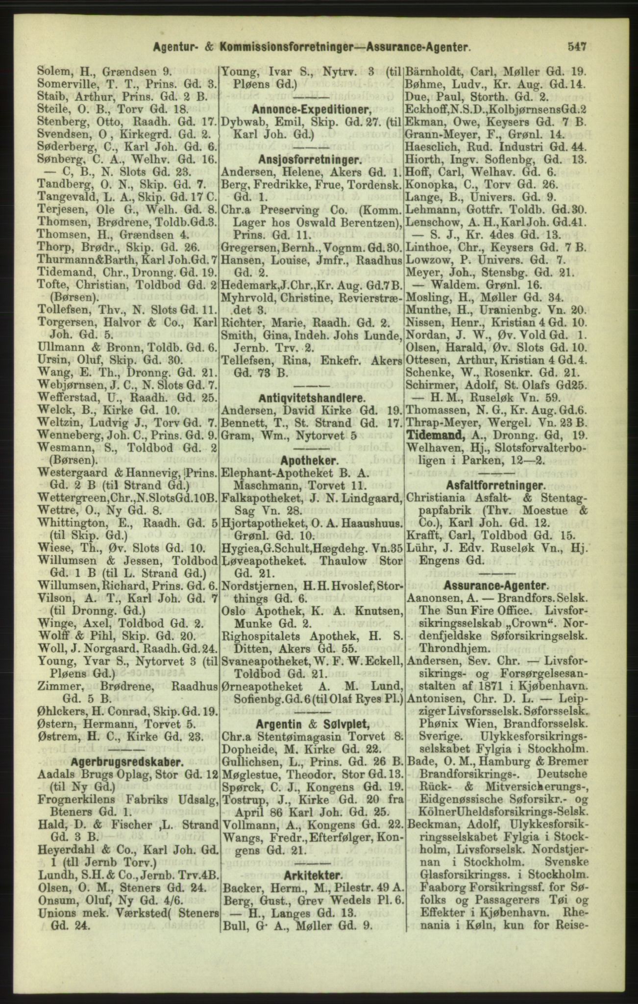 Kristiania/Oslo adressebok, PUBL/-, 1886, p. 547