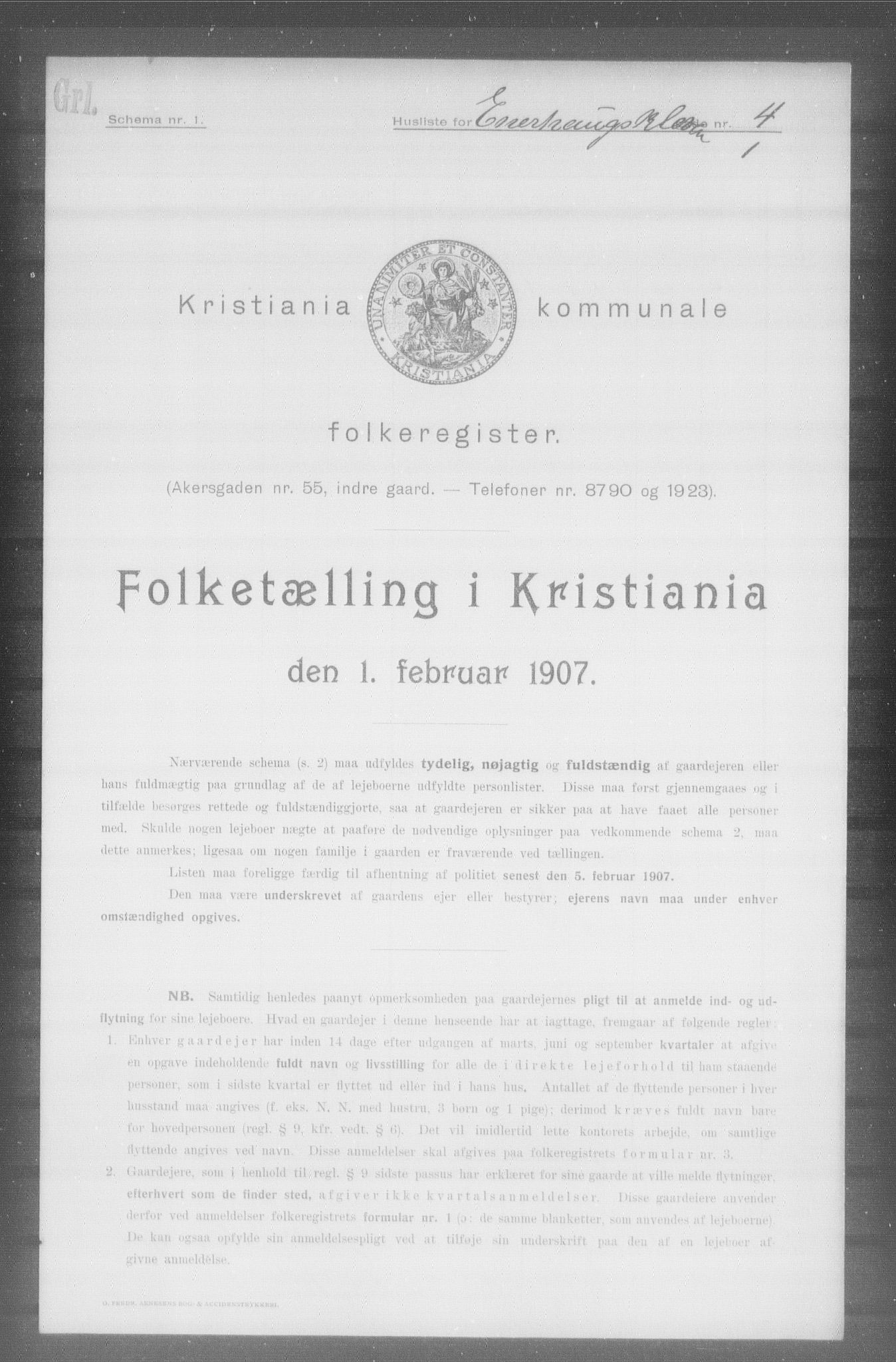 OBA, Municipal Census 1907 for Kristiania, 1907, p. 10950