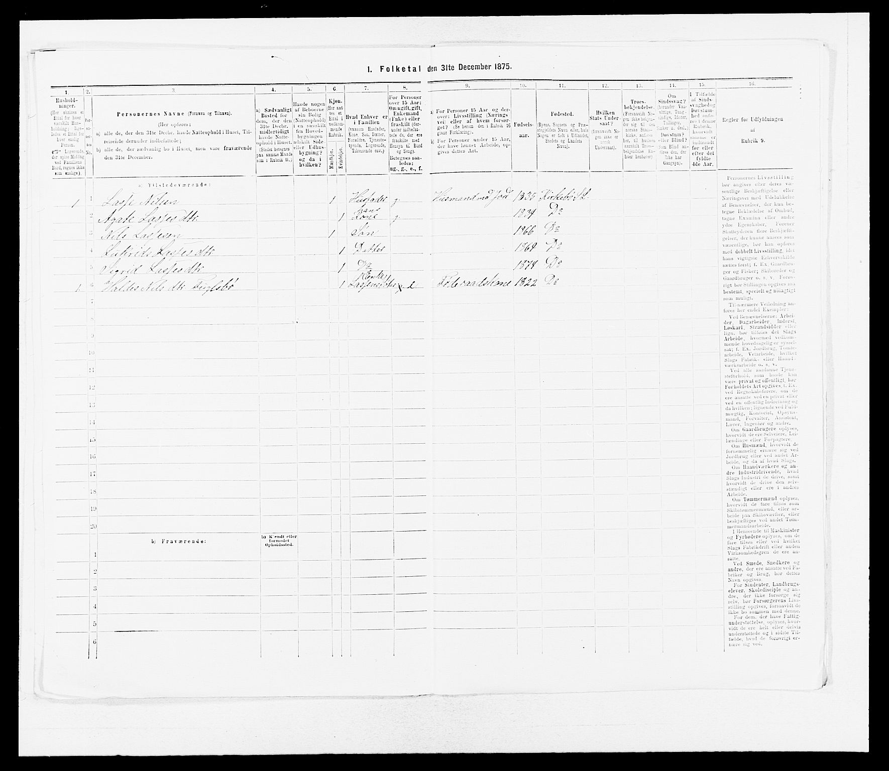 SAB, 1875 census for 1415P Lavik, 1875, p. 990