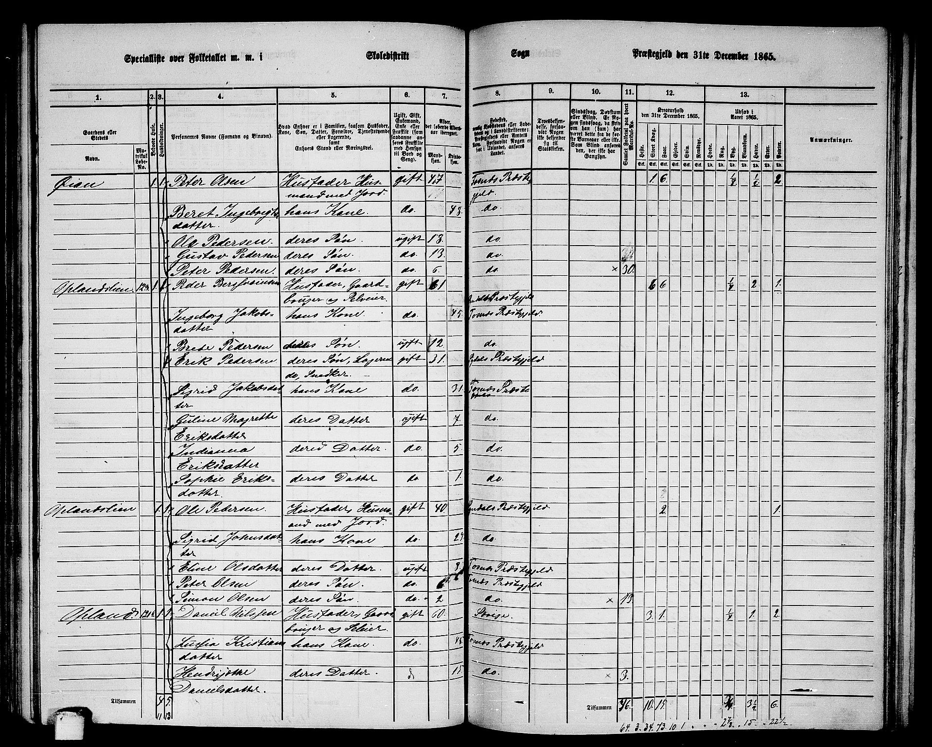 RA, 1865 census for Fosnes, 1865, p. 106