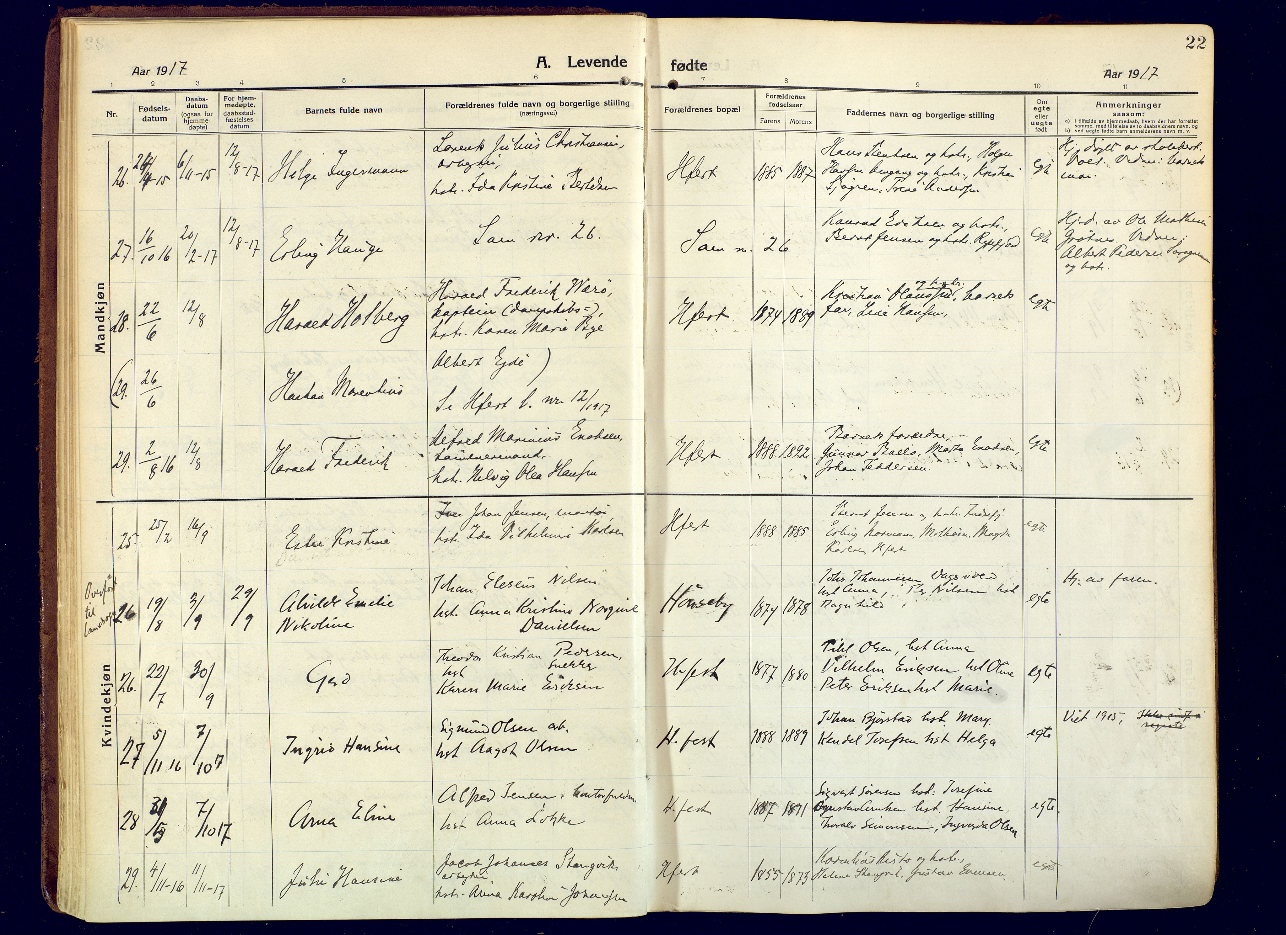 Hammerfest sokneprestkontor, AV/SATØ-S-1347/H/Ha/L0015.kirke: Parish register (official) no. 15, 1916-1923, p. 22