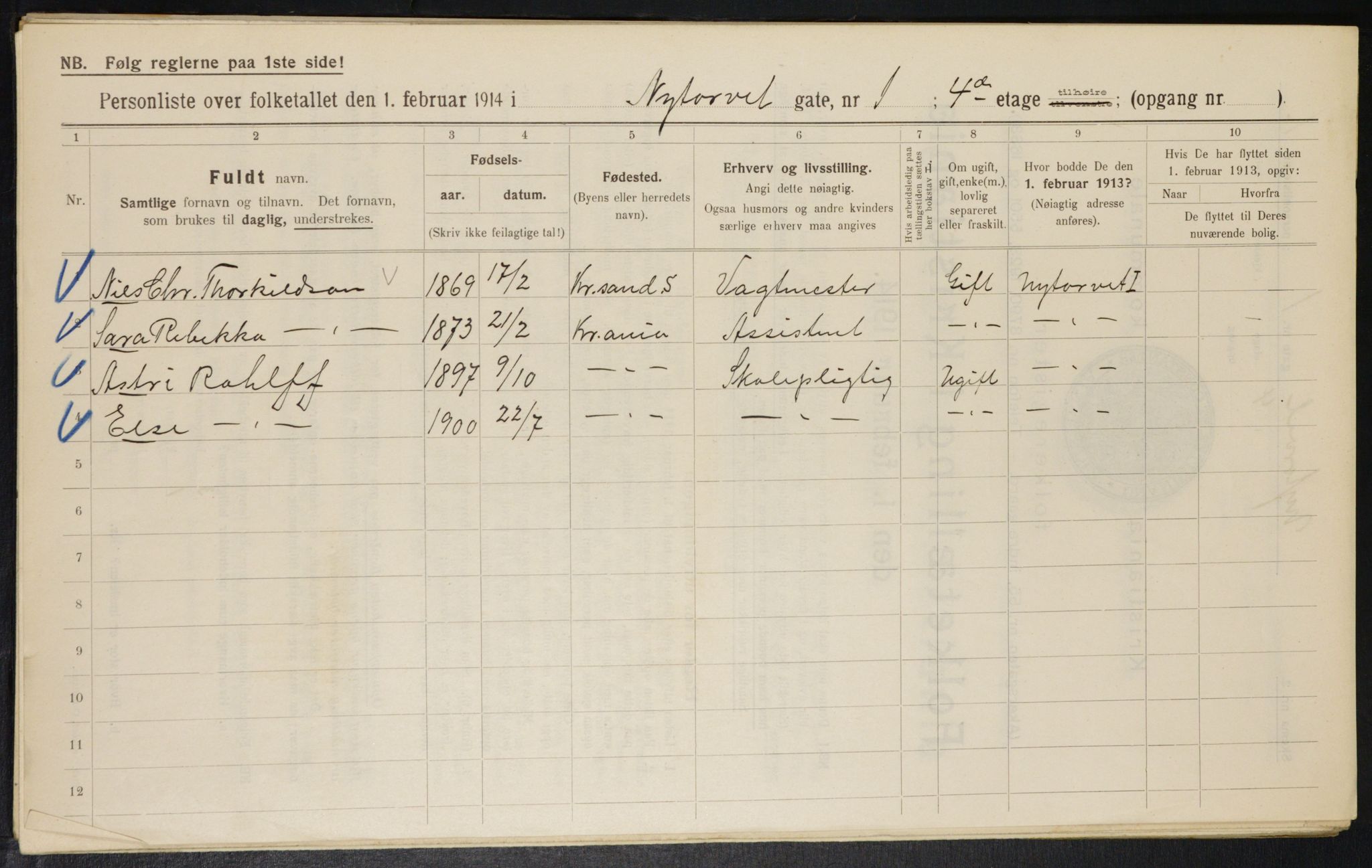 OBA, Municipal Census 1914 for Kristiania, 1914, p. 74024