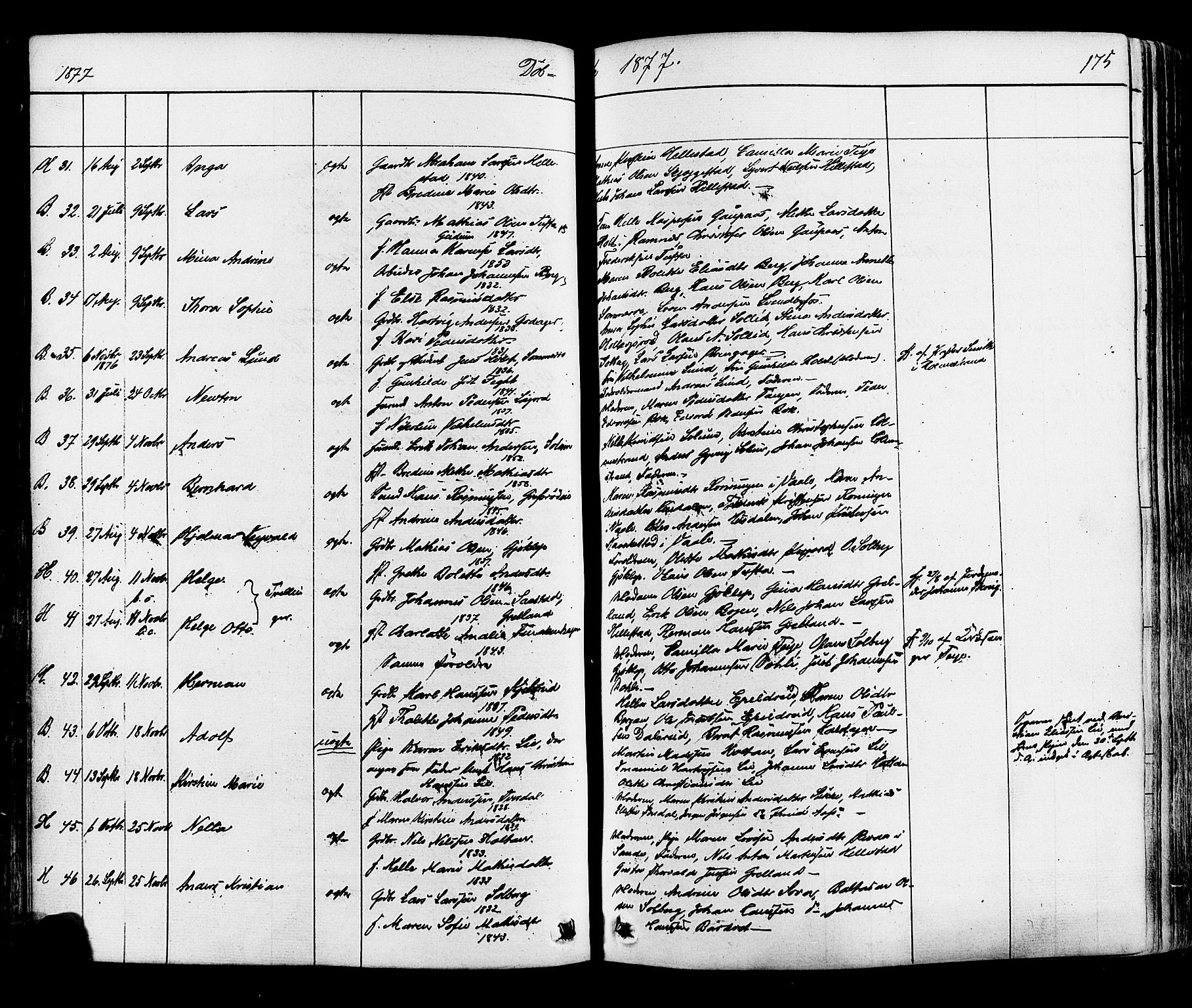 Botne kirkebøker, SAKO/A-340/F/Fa/L0006: Parish register (official) no. I 6, 1836-1877, p. 175