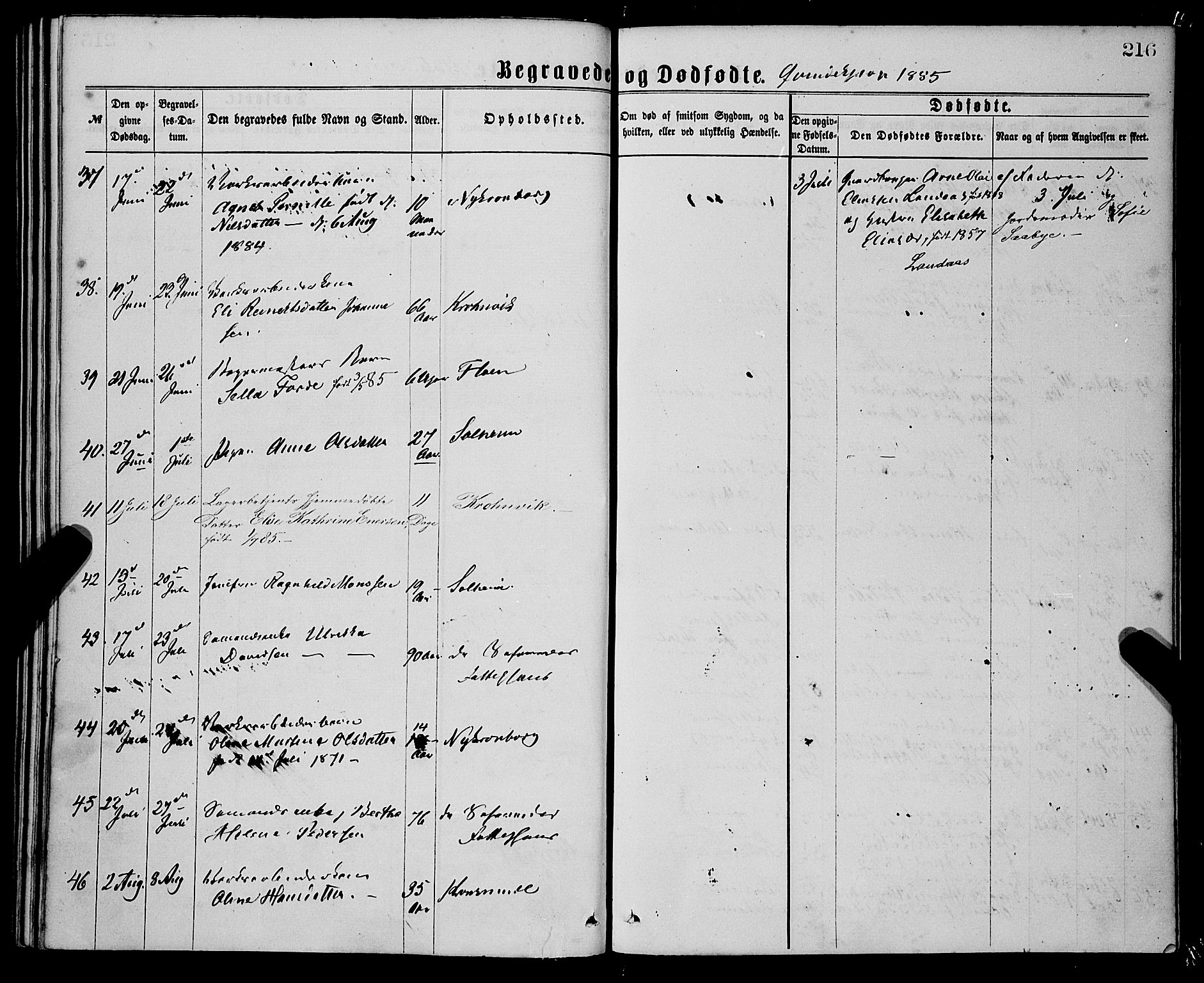 St. Jørgens hospital og Årstad sokneprestembete, AV/SAB-A-99934: Parish register (official) no. A 11, 1864-1886, p. 216