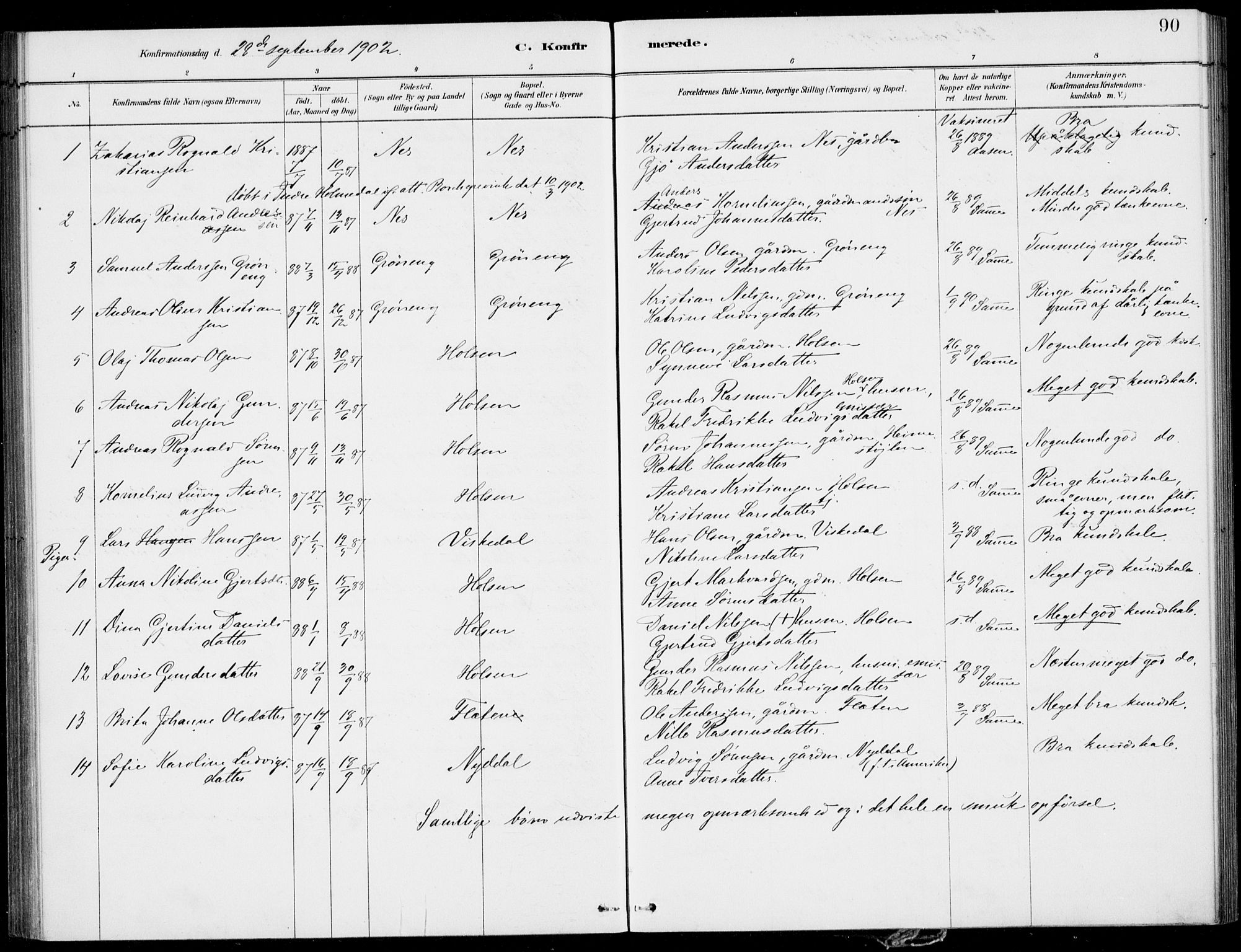 Førde sokneprestembete, SAB/A-79901/H/Haa/Haac/L0001: Parish register (official) no. C  1, 1881-1920, p. 90