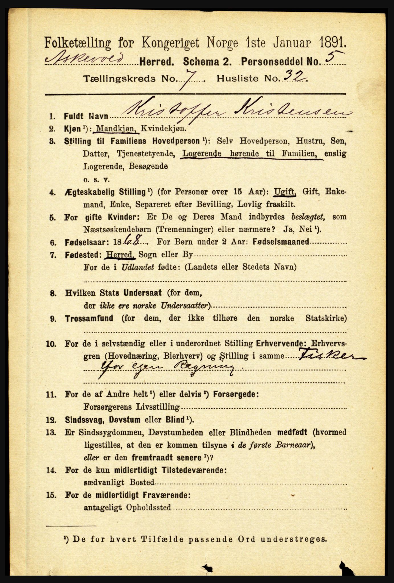 RA, 1891 census for 1428 Askvoll, 1891, p. 2082