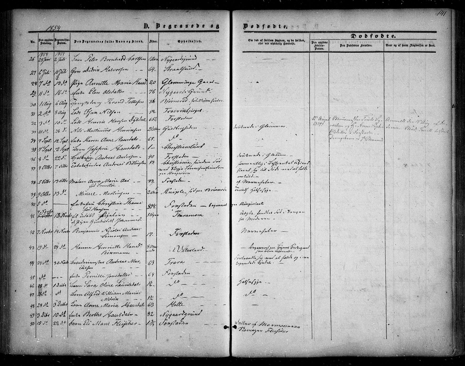 Glemmen prestekontor Kirkebøker, AV/SAO-A-10908/F/Fa/L0007: Parish register (official) no. 7, 1853-1862, p. 141