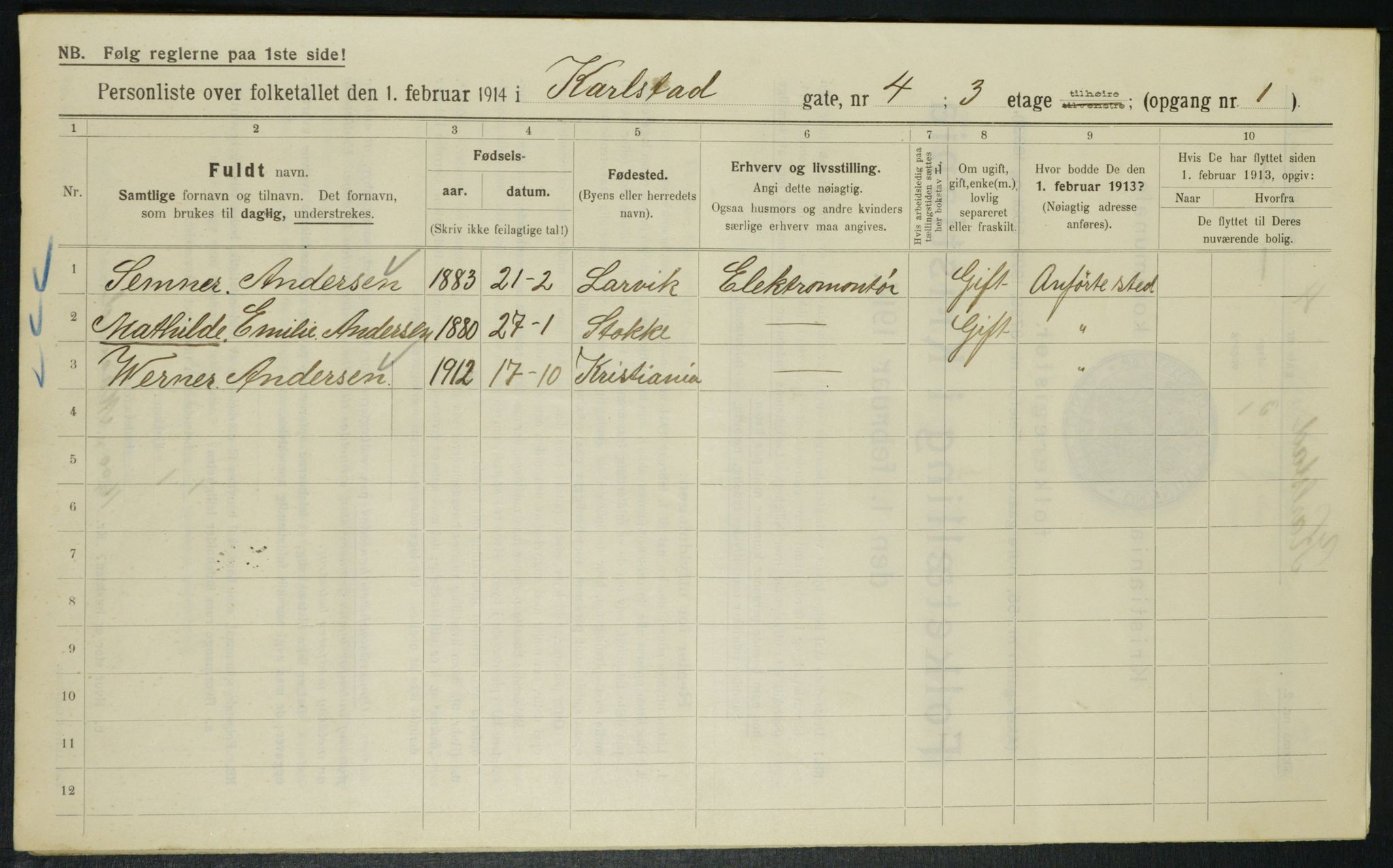 OBA, Municipal Census 1914 for Kristiania, 1914, p. 48926