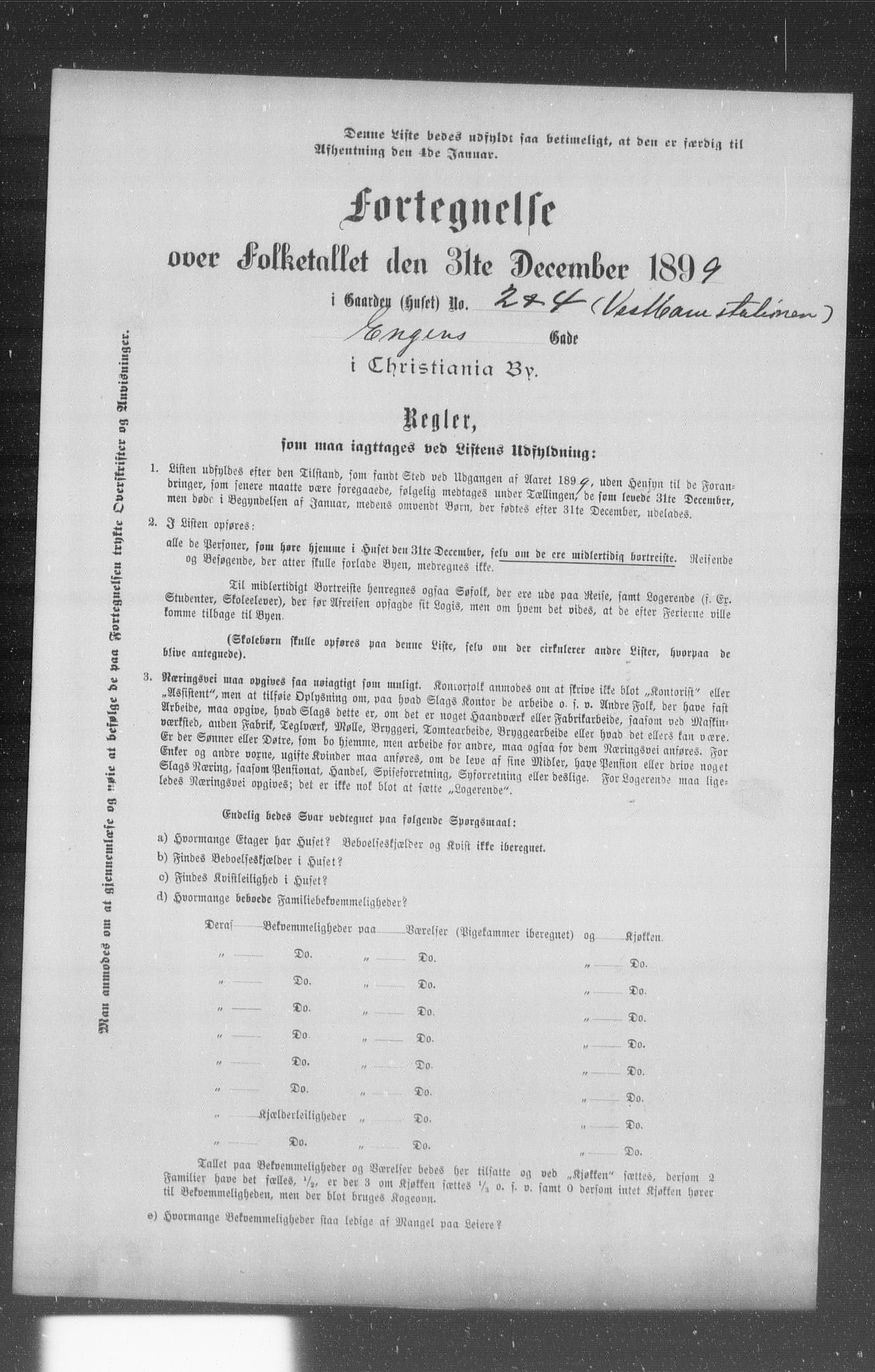 OBA, Municipal Census 1899 for Kristiania, 1899, p. 2831