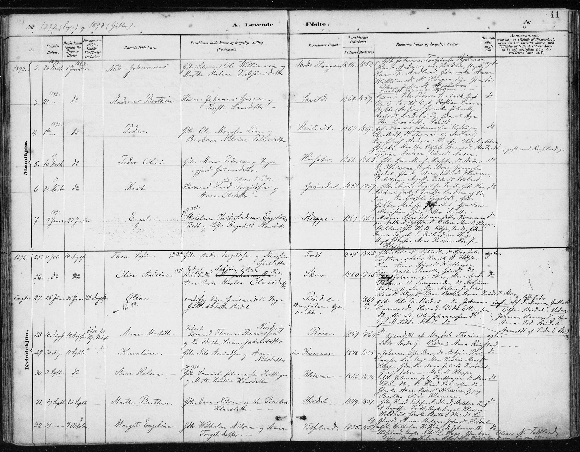 Samnanger Sokneprestembete, AV/SAB-A-77501/H/Haa: Parish register (official) no. A 1, 1885-1901, p. 41