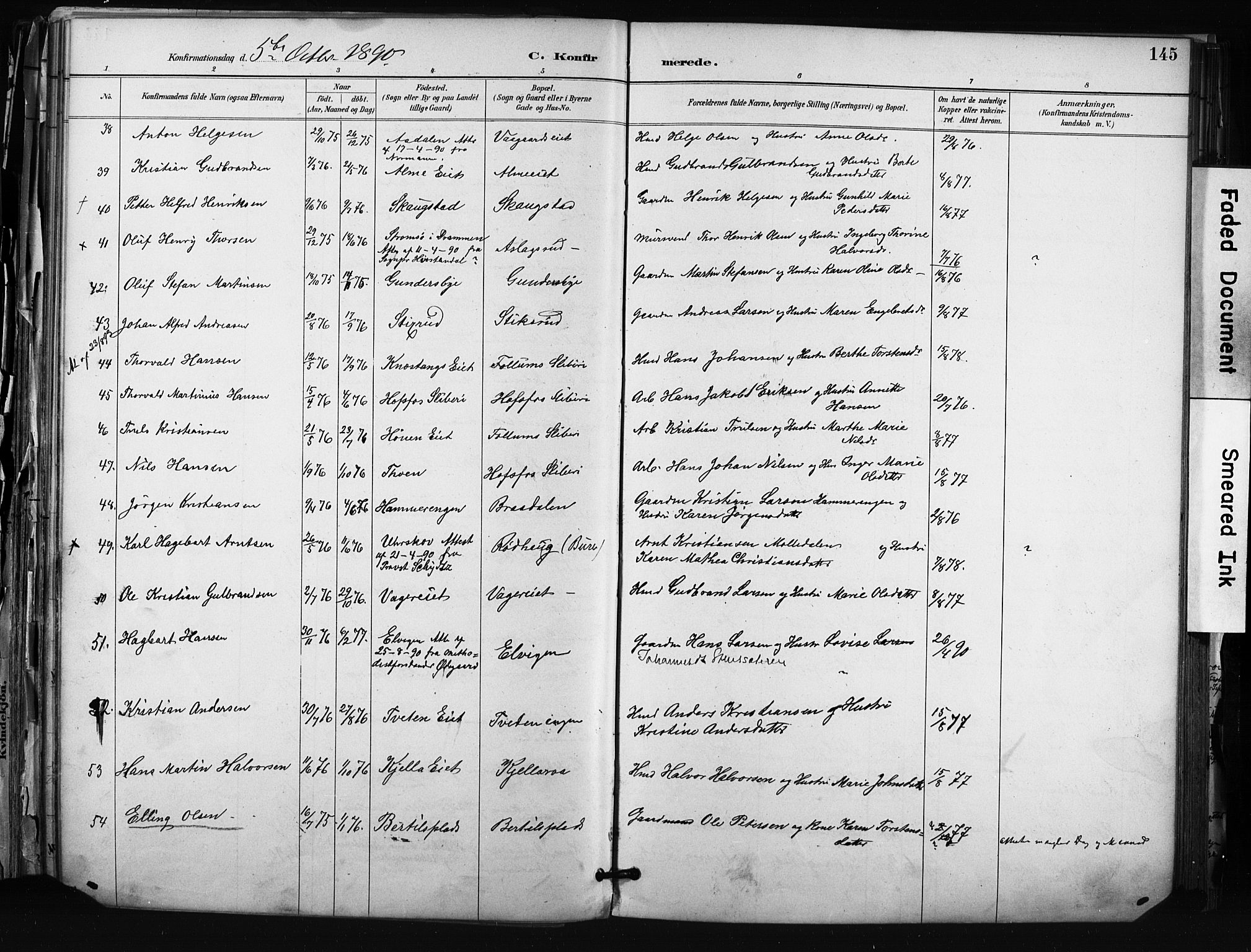 Hønefoss kirkebøker, SAKO/A-609/F/Fa/L0002: Parish register (official) no. 2, 1887-1906, p. 145