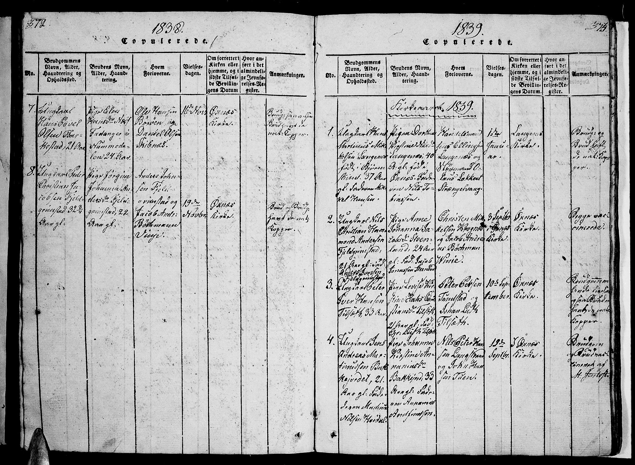 Ministerialprotokoller, klokkerbøker og fødselsregistre - Nordland, AV/SAT-A-1459/893/L1346: Parish register (copy) no. 893C01, 1820-1858, p. 372-373