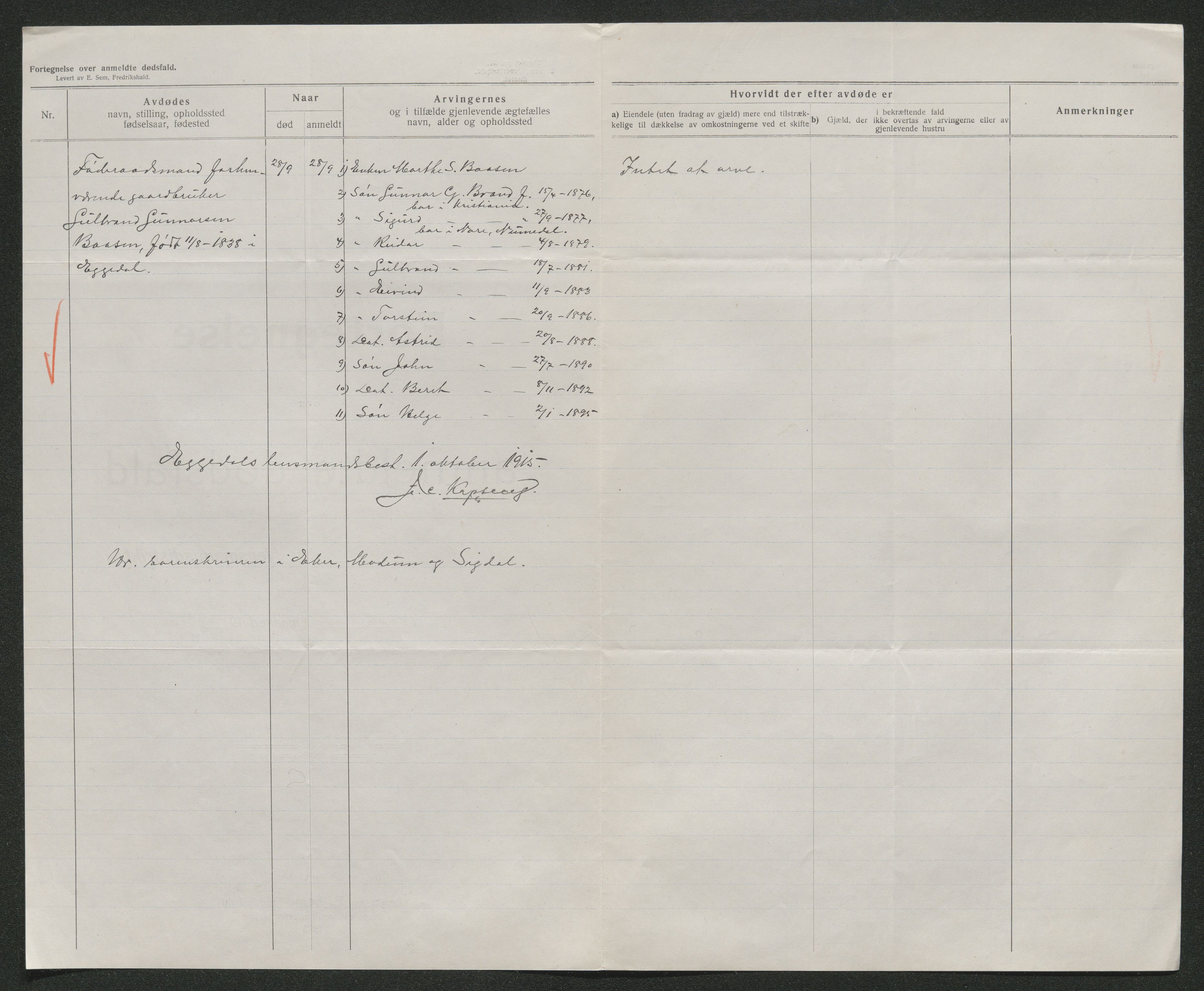 Eiker, Modum og Sigdal sorenskriveri, AV/SAKO-A-123/H/Ha/Hab/L0037: Dødsfallsmeldinger, 1914-1915, p. 704