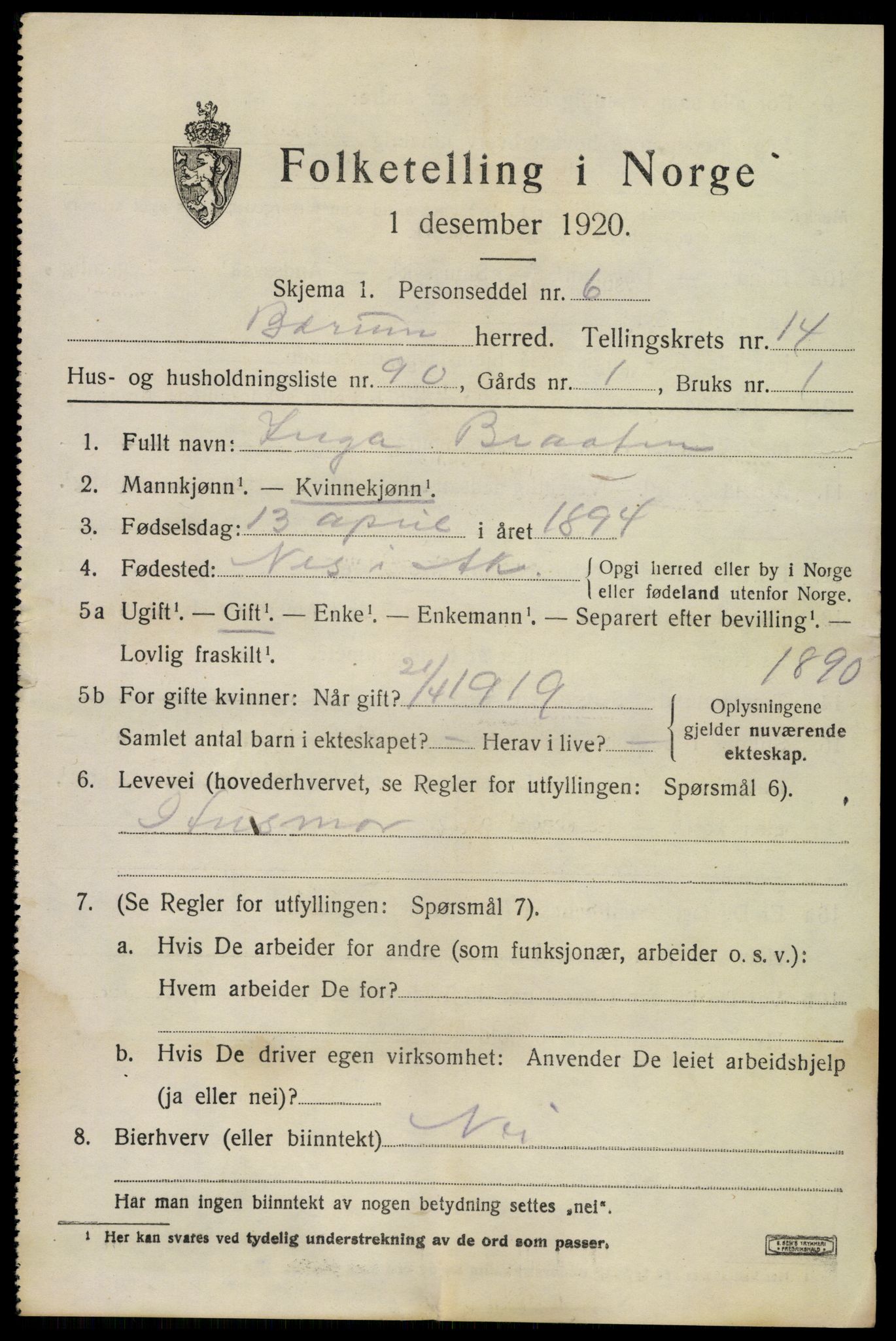 SAO, 1920 census for Bærum, 1920, p. 42278