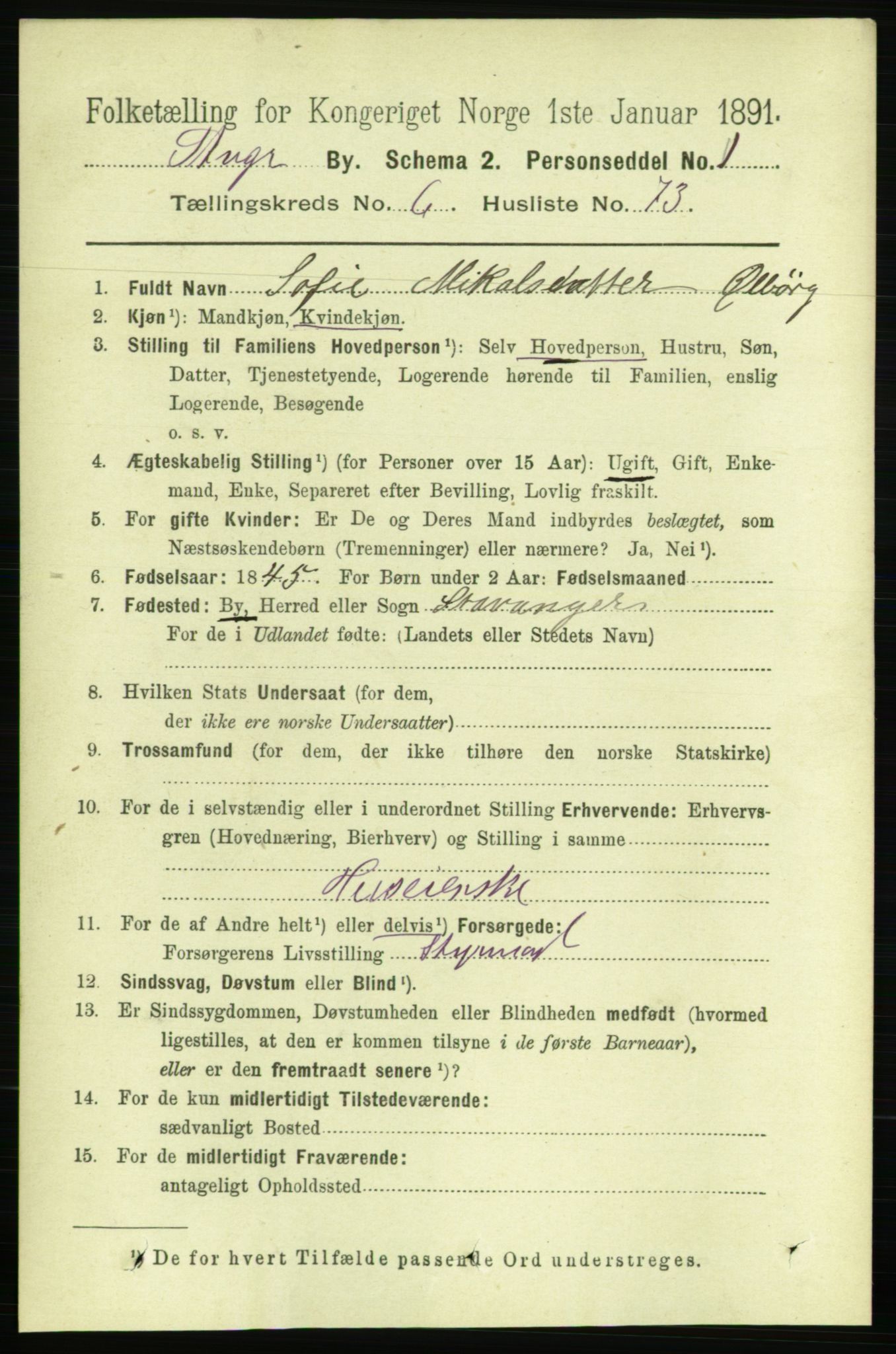 RA, 1891 census for 1103 Stavanger, 1891, p. 10655