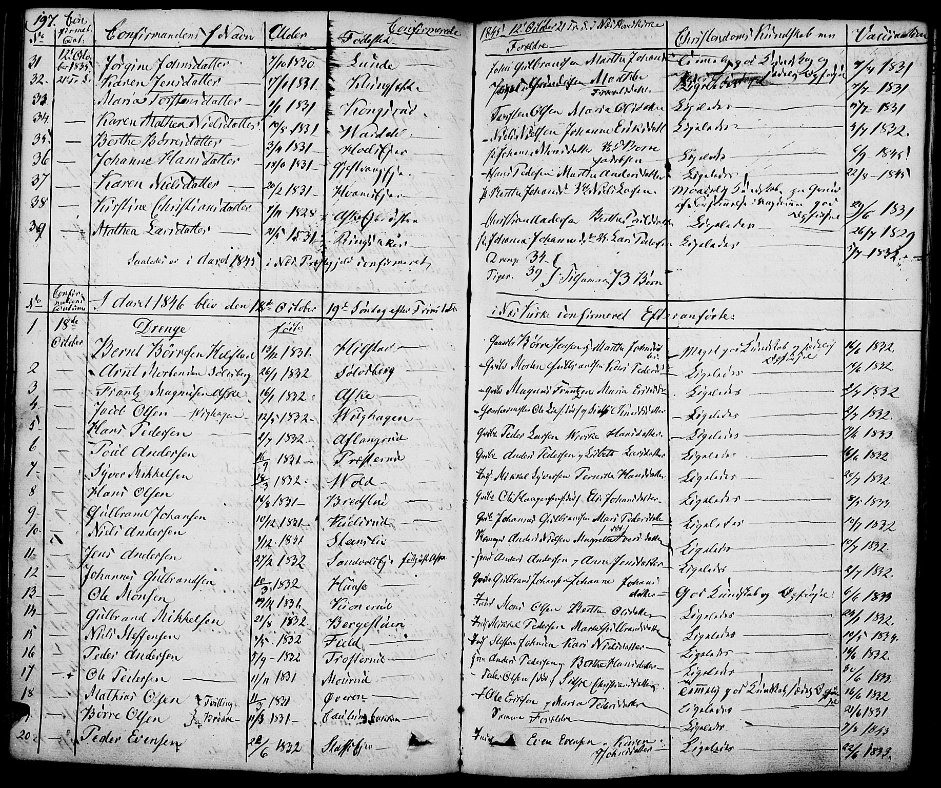 Nes prestekontor, Hedmark, SAH/PREST-020/K/Ka/L0003: Parish register (official) no. 3, 1827-1851, p. 197