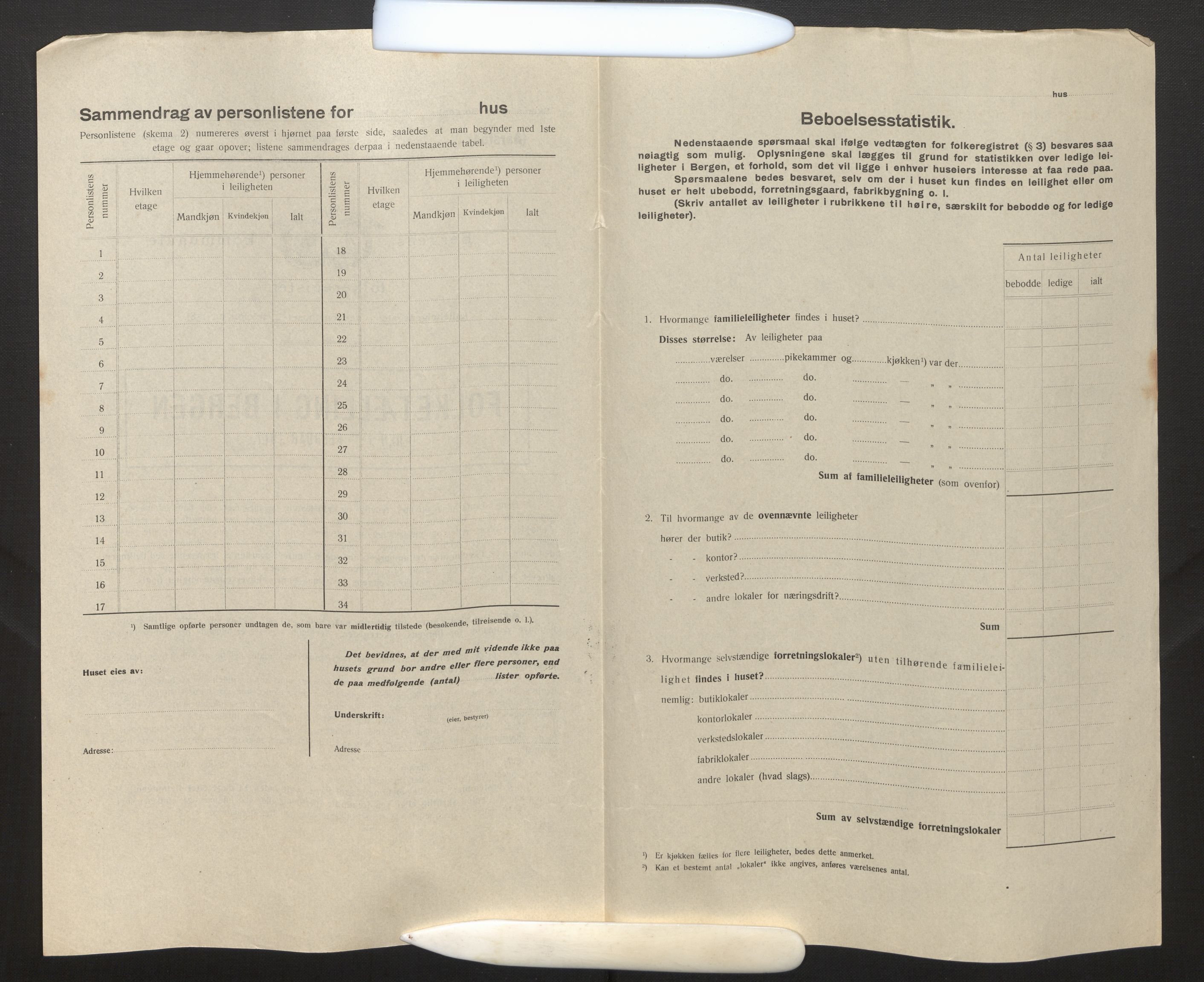 SAB, Municipal Census 1917 for Bergen, 1917, p. 52335
