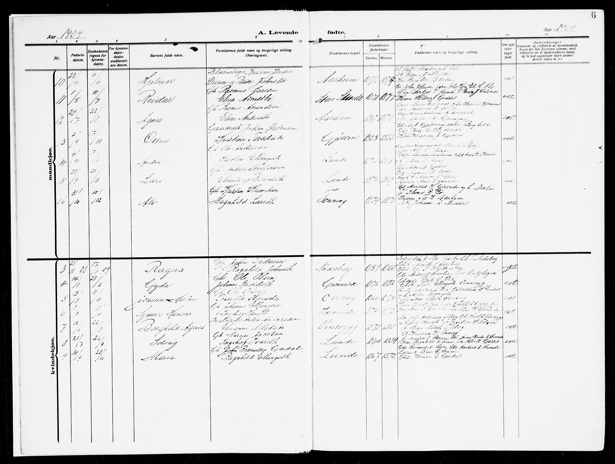 Stryn Sokneprestembete, AV/SAB-A-82501: Parish register (official) no. B 2, 1908-1936, p. 6