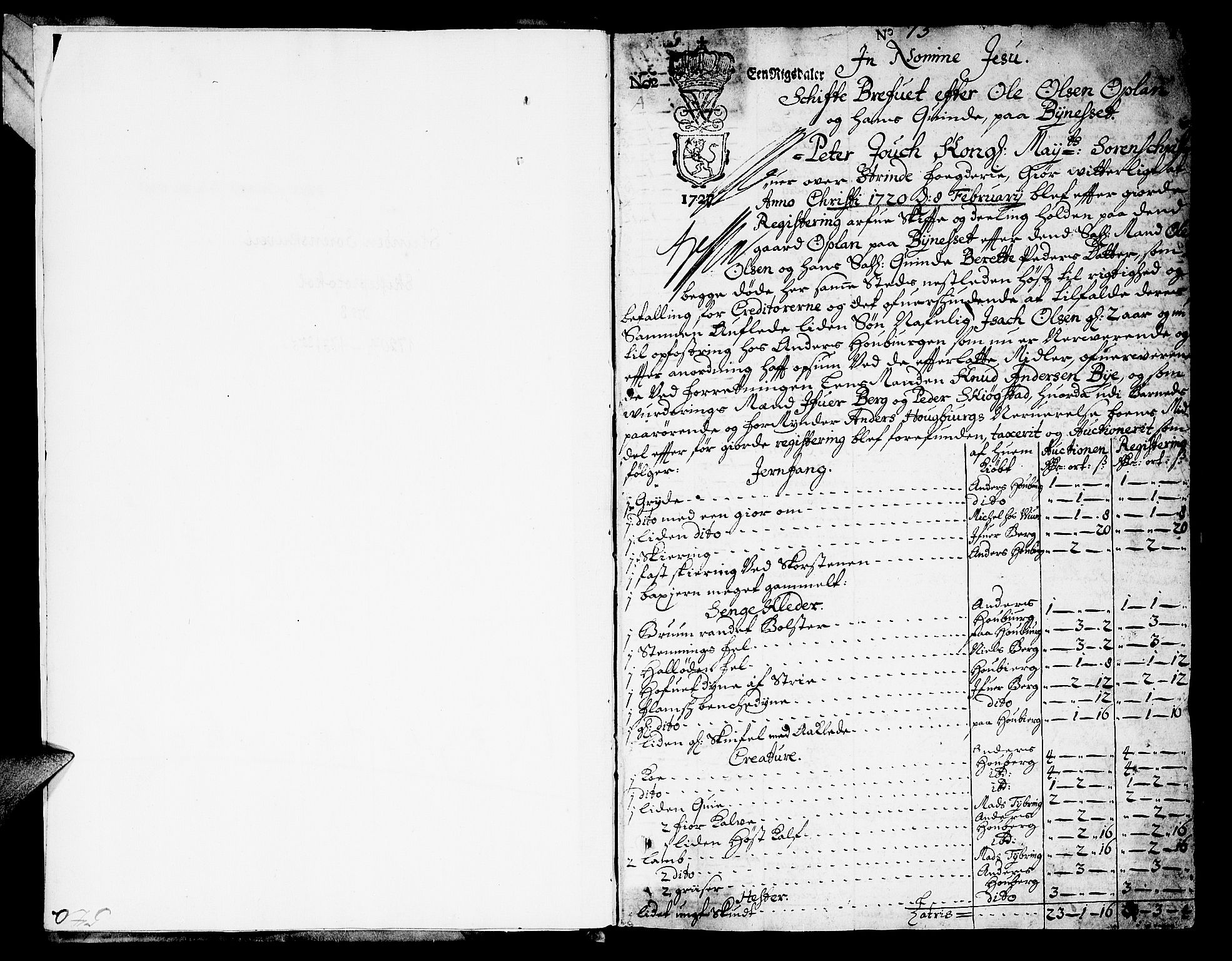 Strinda og Selbu sorenskriveri, AV/SAT-A-0015/3/3A/3Aa/L0003: Skifteprotokoll 3, 1720-1731, p. 0b-1a