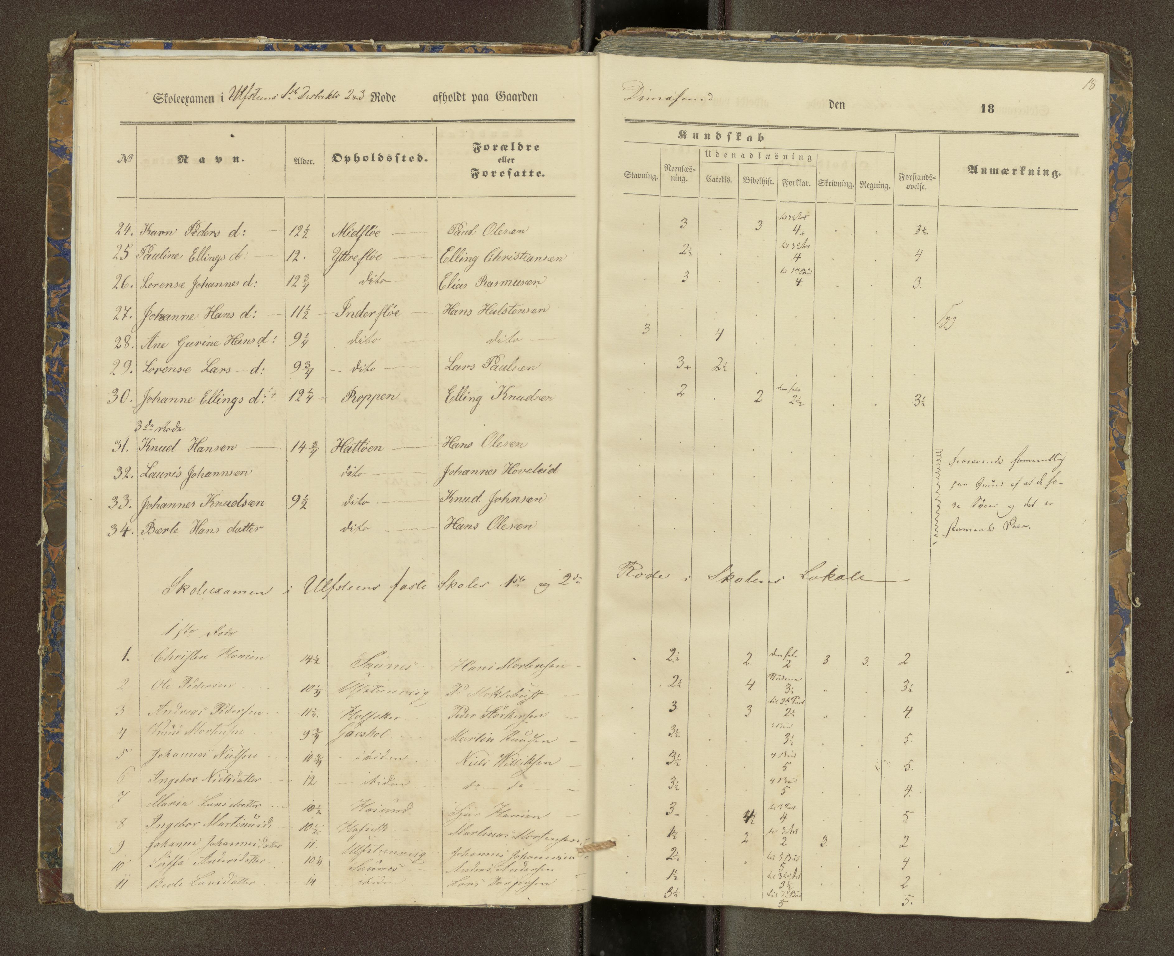 Ulstein sokneprestkontor, AV/SAT-A-1005/1/III/III2/III2f/L0001: Skoleeksamensprotokoll, 1850-1861, p. 18