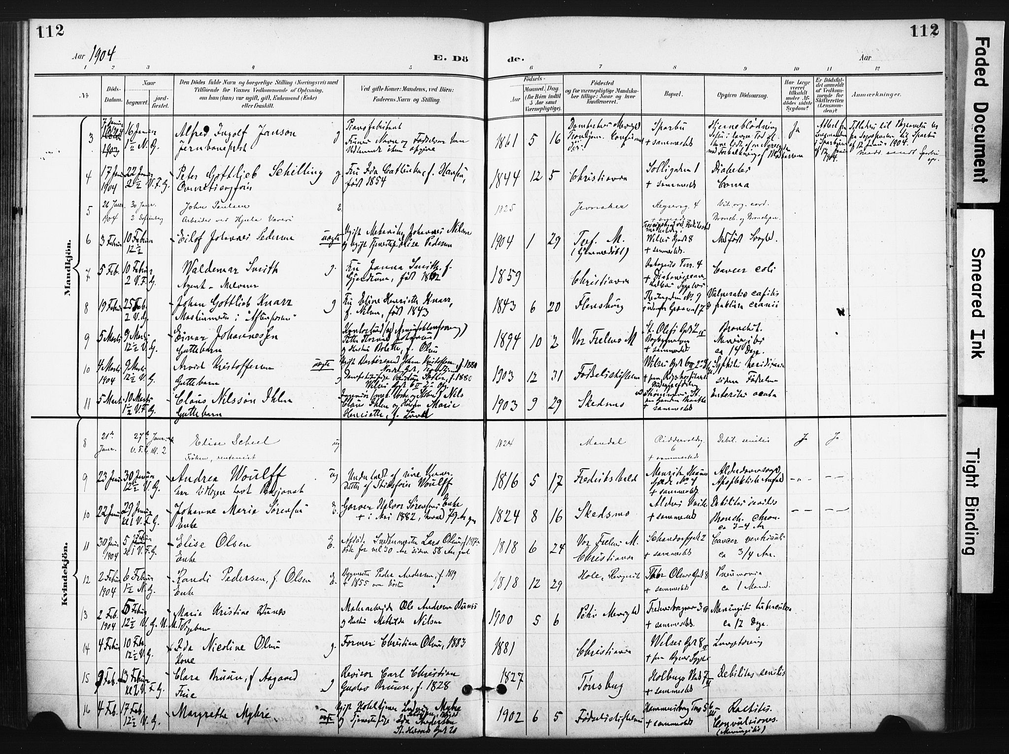 Trefoldighet prestekontor Kirkebøker, AV/SAO-A-10882/F/Fd/L0004: Parish register (official) no. IV 4, 1897-1912, p. 112