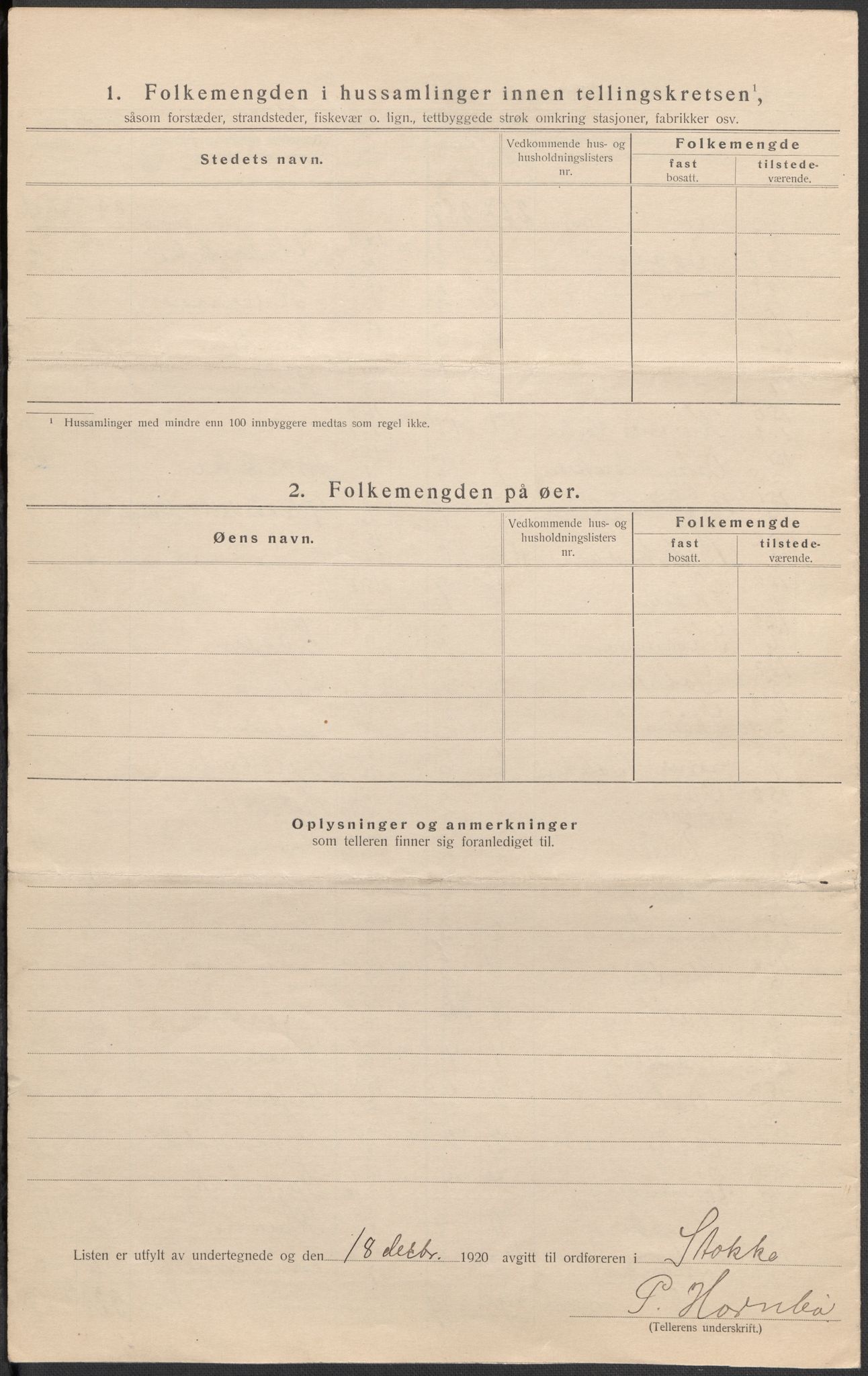 SAKO, 1920 census for Stokke, 1920, p. 45
