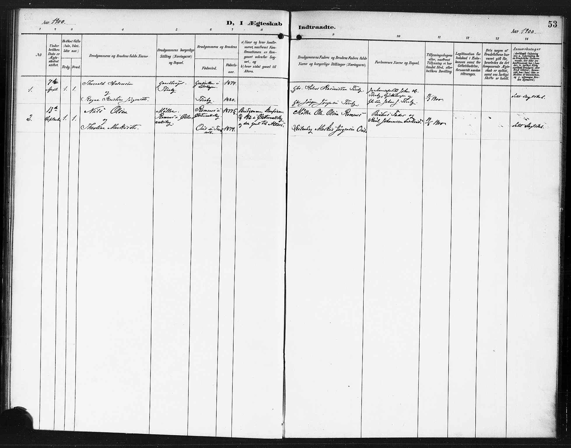 Rødenes prestekontor Kirkebøker, AV/SAO-A-2005/F/Fb/L0002: Parish register (official) no. II 2, 1890-1900, p. 53