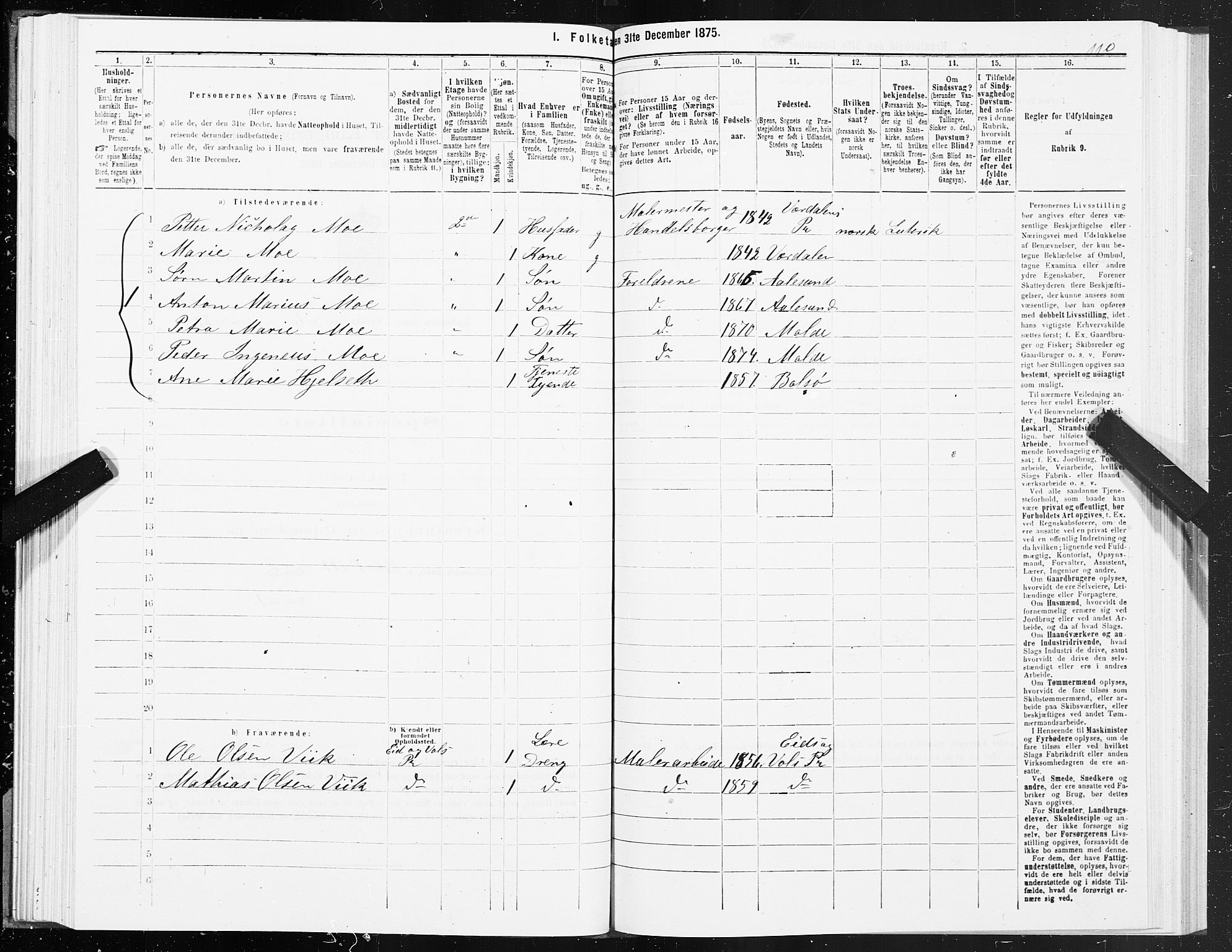 SAT, 1875 census for 1502P Molde, 1875, p. 1110