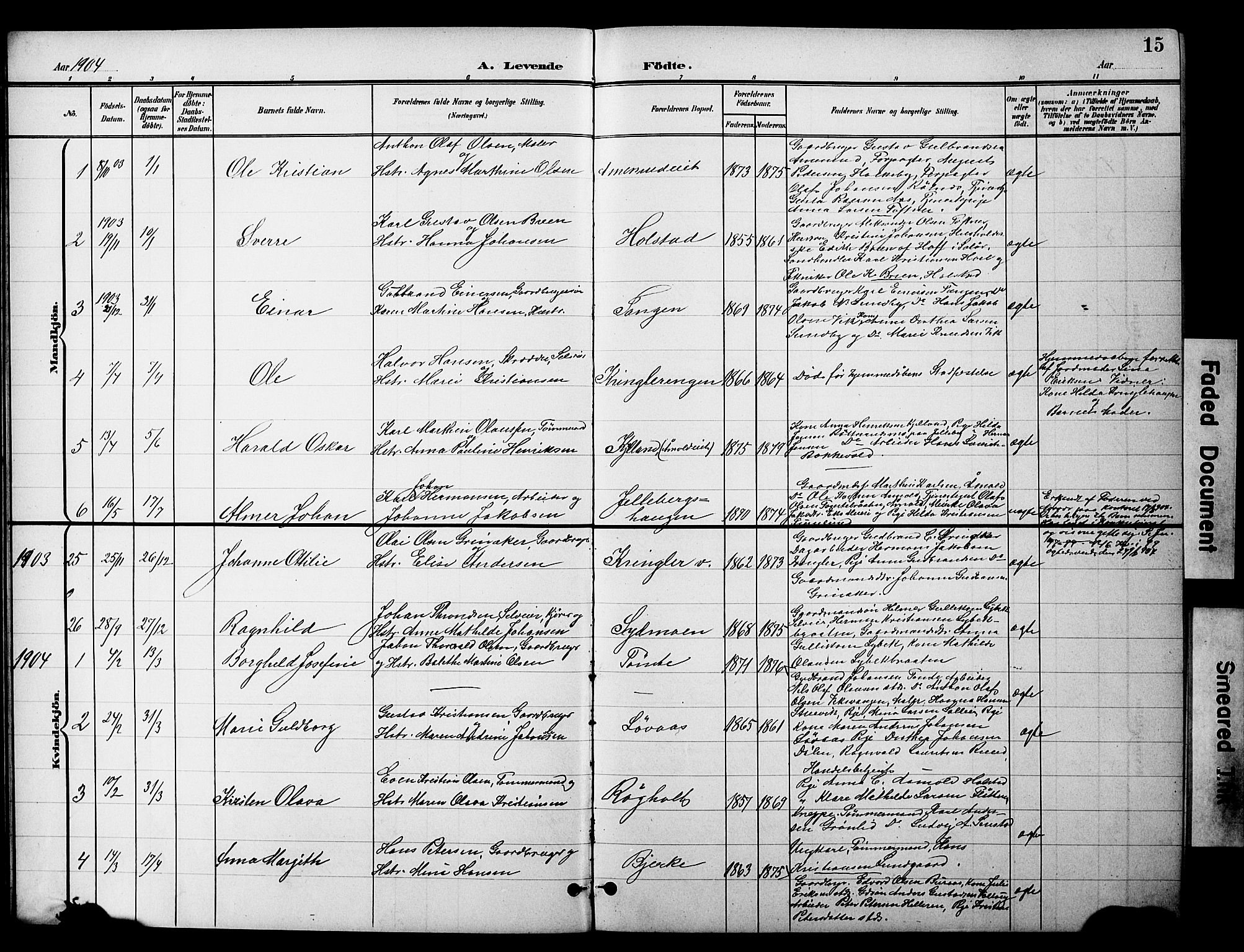 Nannestad prestekontor Kirkebøker, SAO/A-10414a/G/Gc/L0001: Parish register (copy) no. III 1, 1901-1916, p. 15