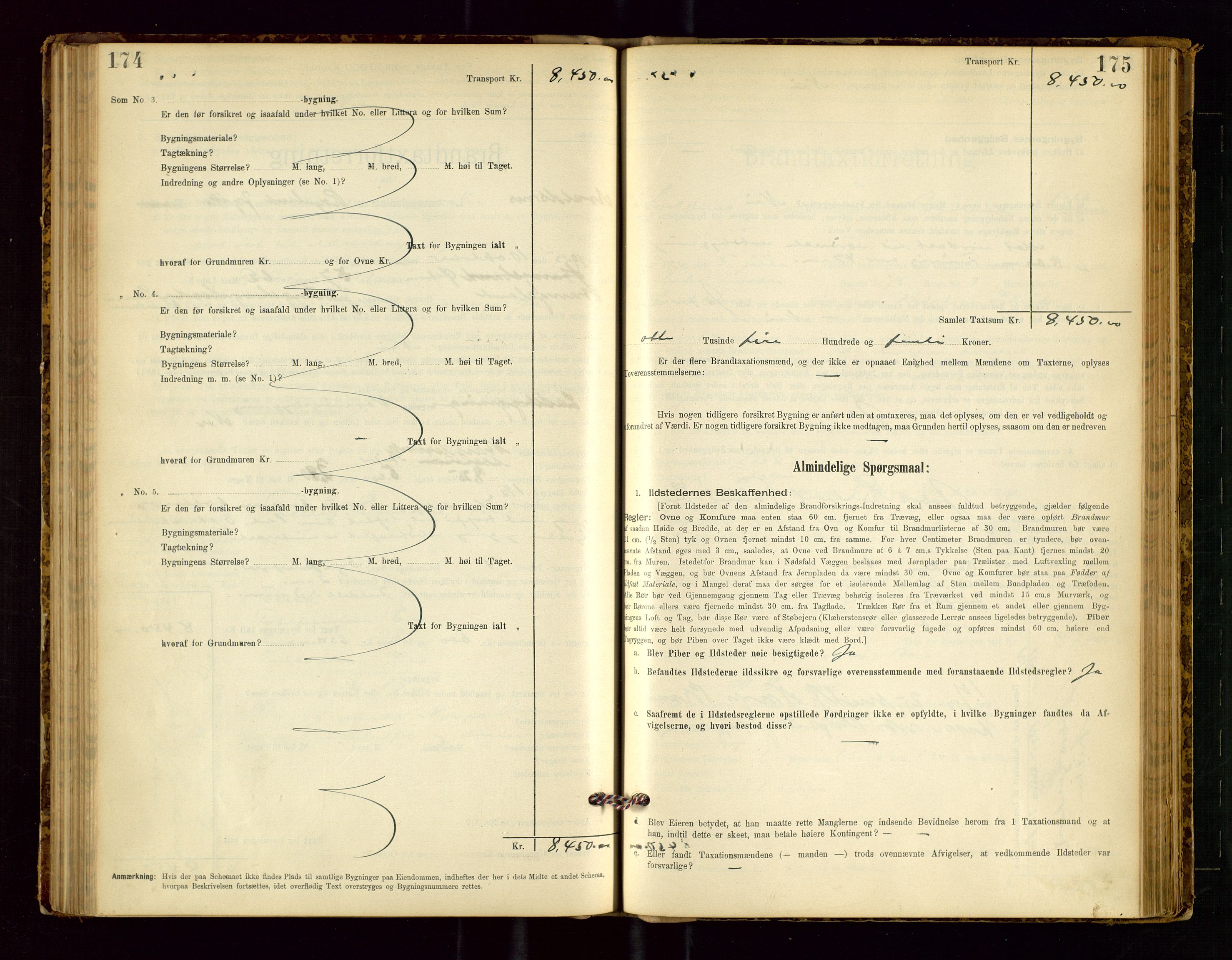Avaldsnes lensmannskontor, SAST/A-100286/Gob/L0001: "Brandtaxationsprotokol for Avaldsnes Lensmandsdistrikt Ryfylke Fogderi", 1894-1925, p. 174-175