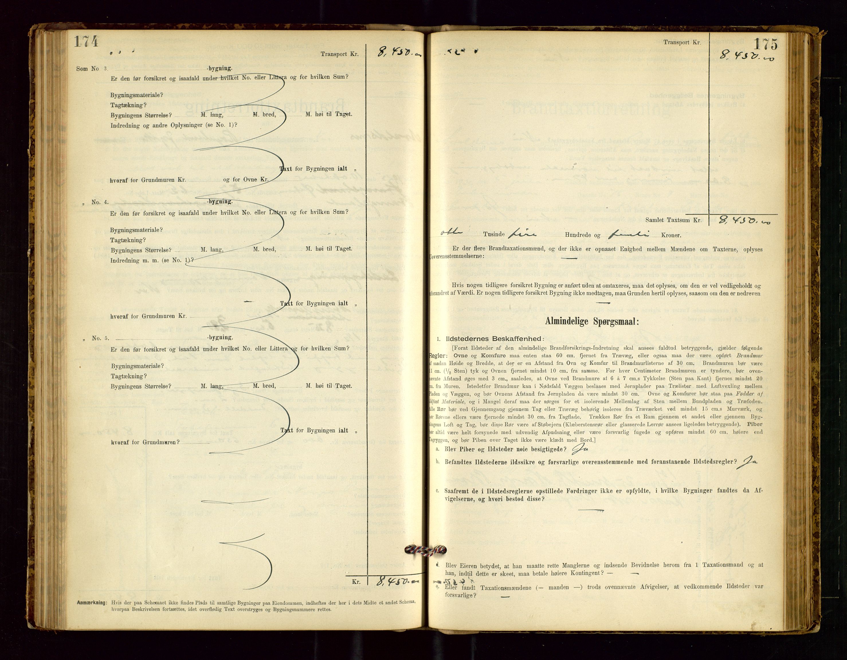 Avaldsnes lensmannskontor, AV/SAST-A-100286/Gob/L0001: "Brandtaxationsprotokol for Avaldsnes Lensmandsdistrikt Ryfylke Fogderi", 1894-1925, p. 174-175