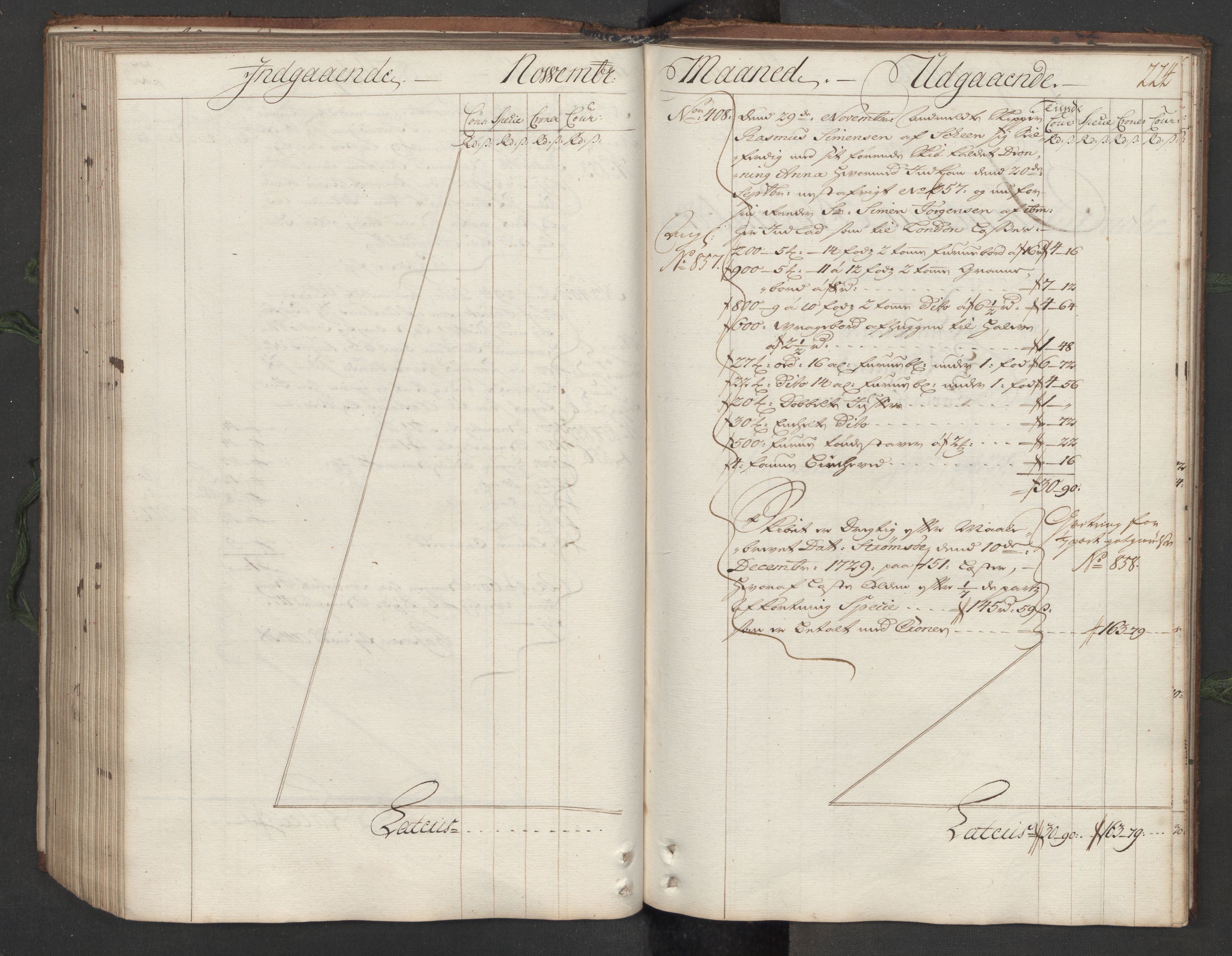 Generaltollkammeret, tollregnskaper, AV/RA-EA-5490/R12/L0007/0001: Tollregnskaper Langesund / Hovedtollbok, 1731, p. 223b-224a