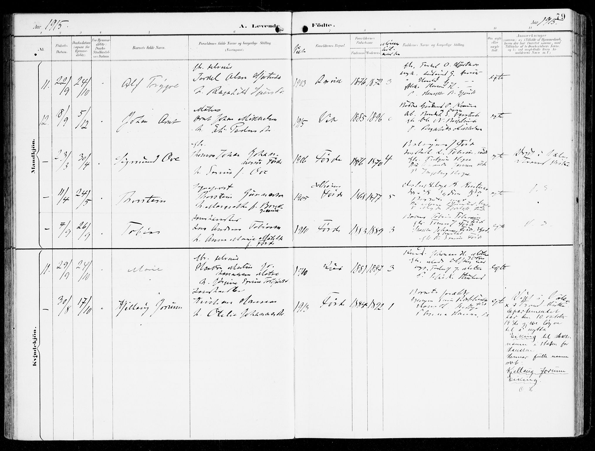 Sveio Sokneprestembete, SAB/A-78501/H/Haa: Parish register (official) no. D 2, 1894-1916, p. 79