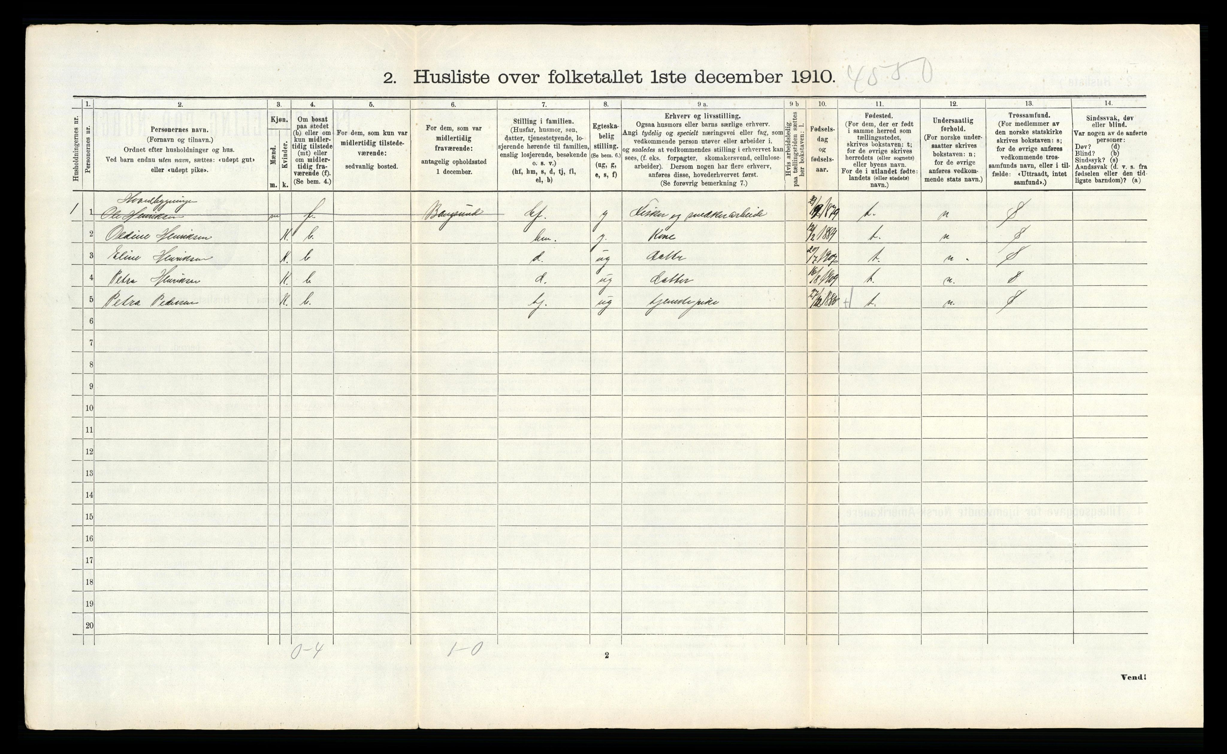 RA, 1910 census for Vega, 1910, p. 403