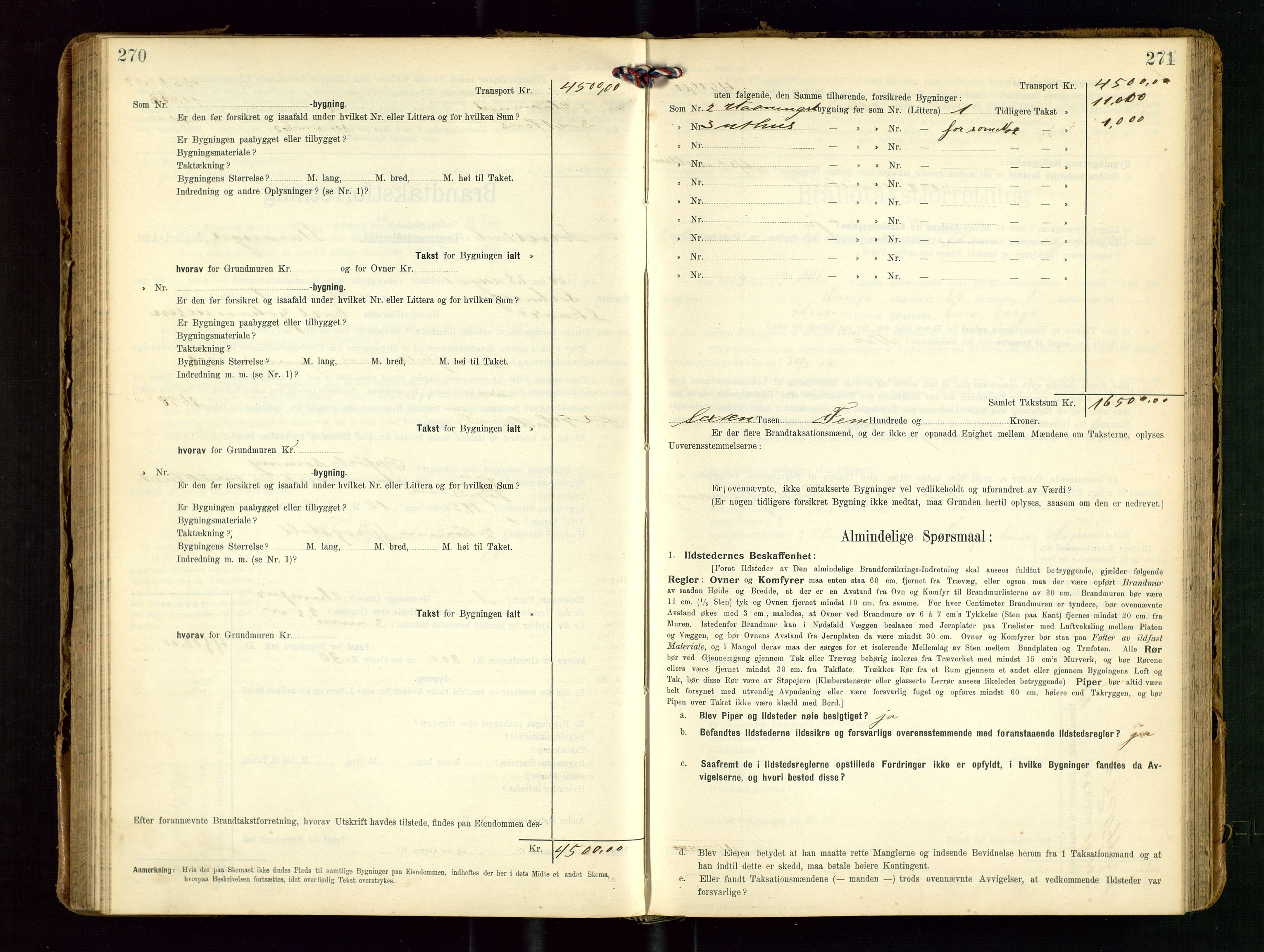 Torvestad lensmannskontor, SAST/A-100307/1/Gob/L0004: "Brandtaxationsprotokol for Torvestad Lensmannsdistrikt", 1909-1923, p. 270-271