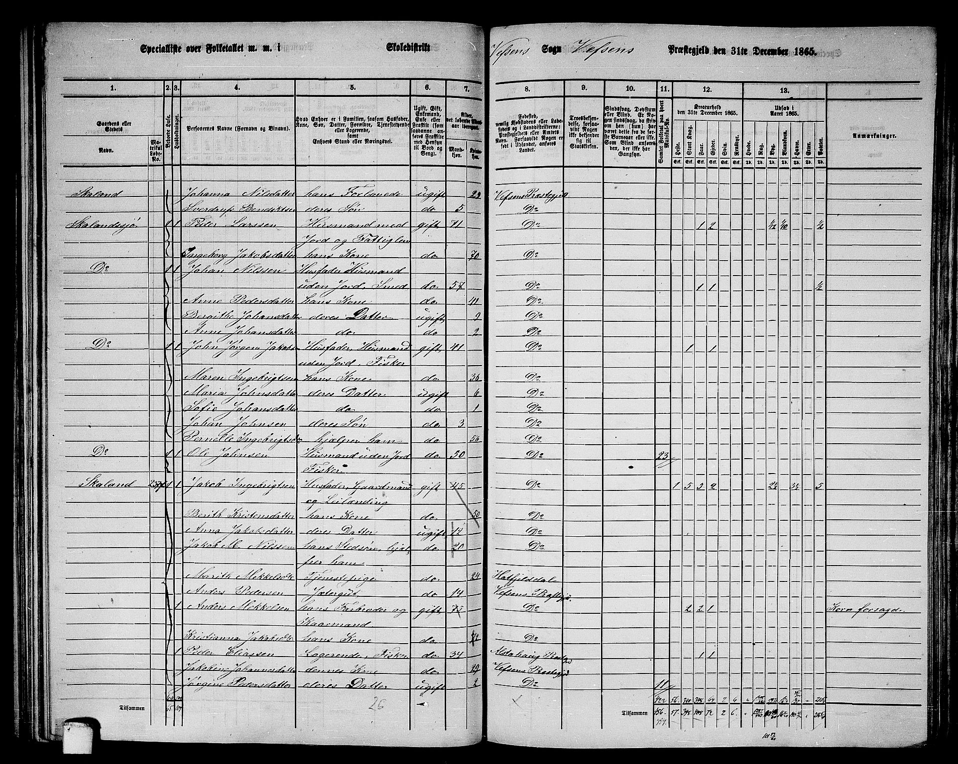 RA, 1865 census for Vefsn, 1865, p. 149