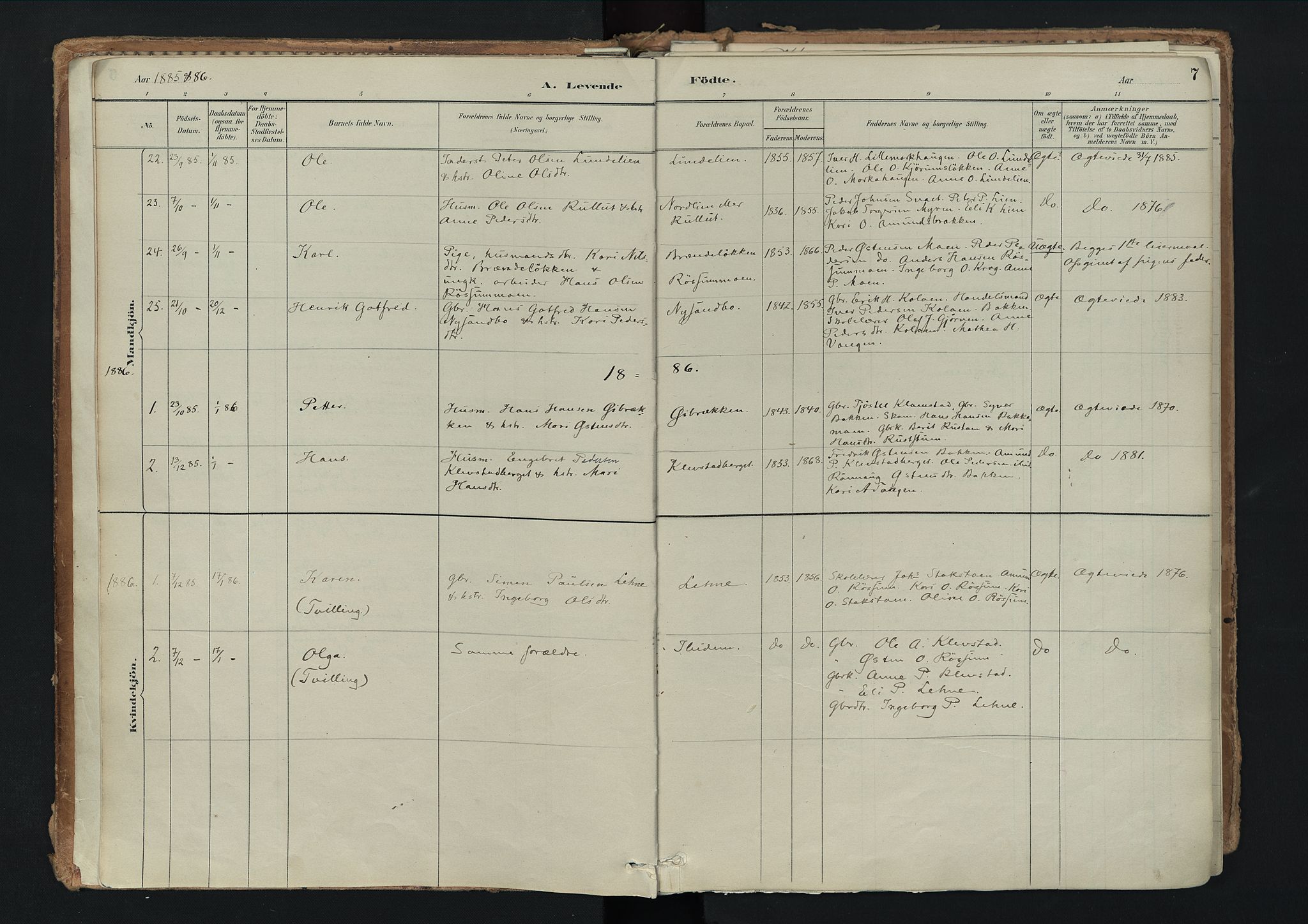 Nord-Fron prestekontor, SAH/PREST-080/H/Ha/Haa/L0003: Parish register (official) no. 3, 1884-1914, p. 7
