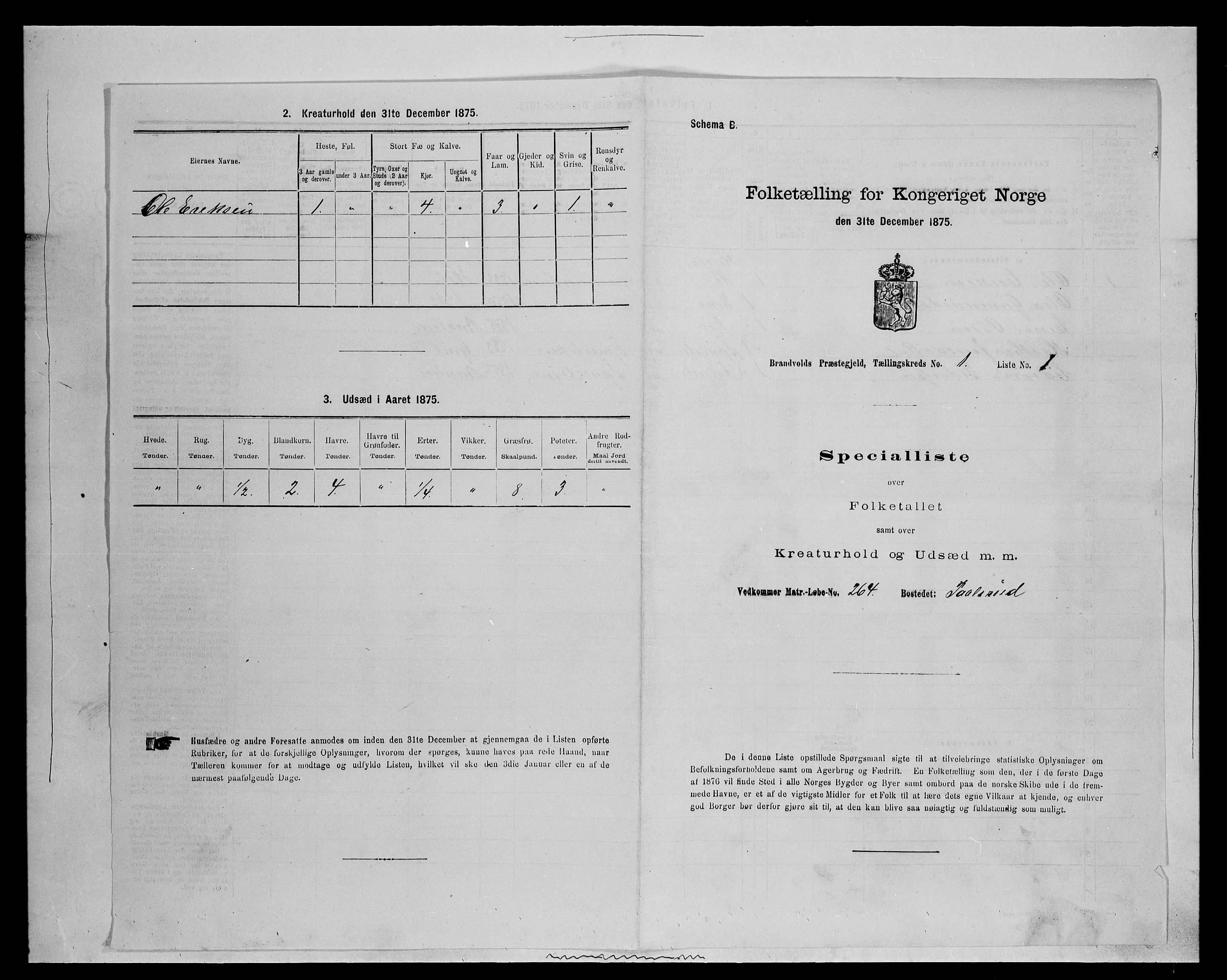 SAH, 1875 census for 0422P Brandval, 1875, p. 78