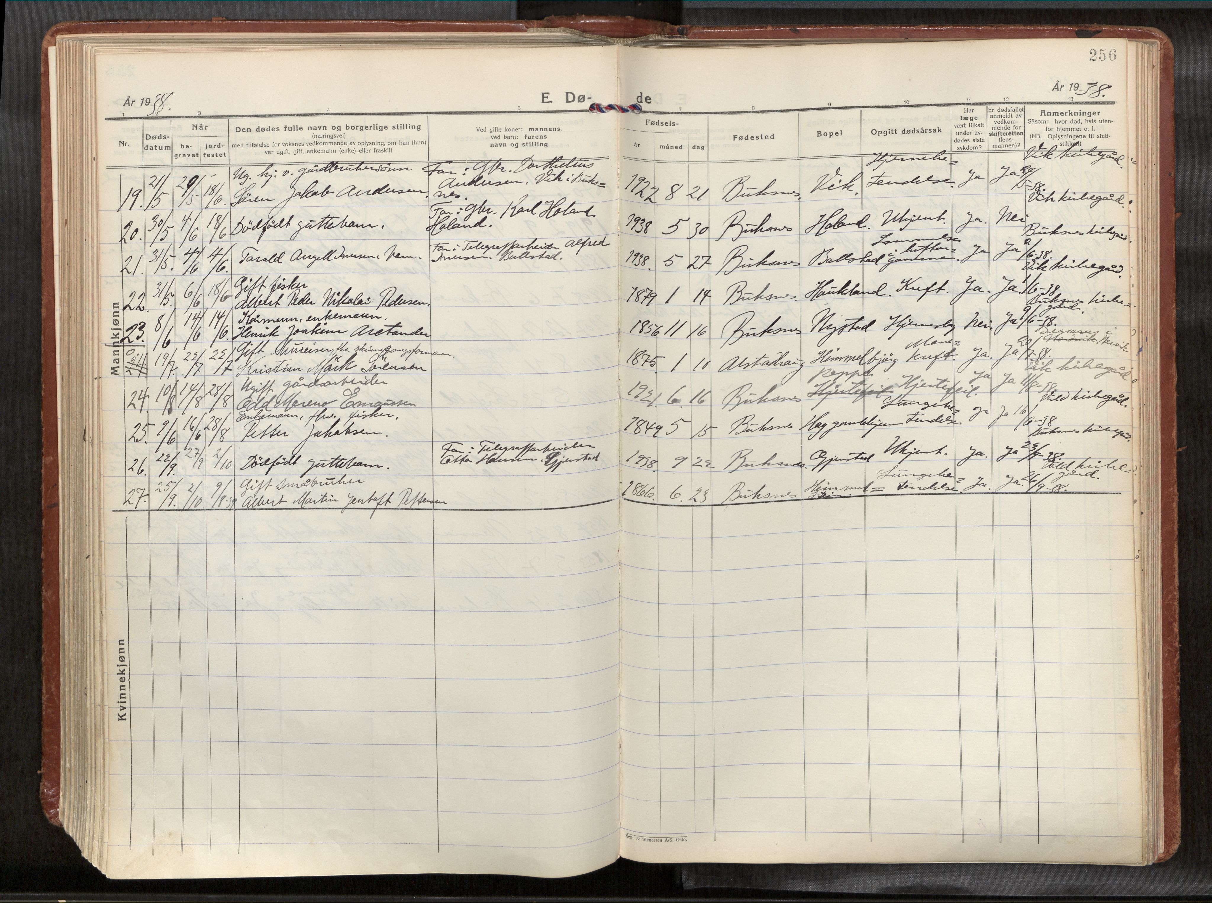 Ministerialprotokoller, klokkerbøker og fødselsregistre - Nordland, AV/SAT-A-1459/881/L1161: Parish register (official) no. 881A14, 1932-1955, p. 256