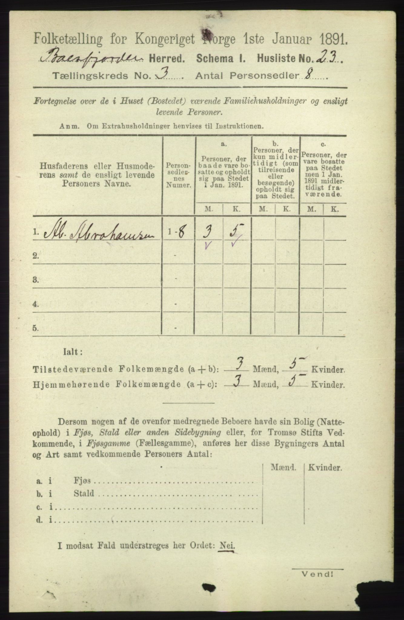 RA, 1891 census for 1933 Balsfjord, 1891, p. 842