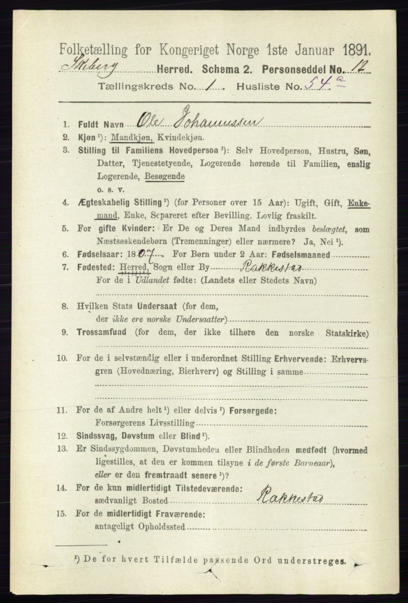 RA, 1891 census for 0115 Skjeberg, 1891, p. 795