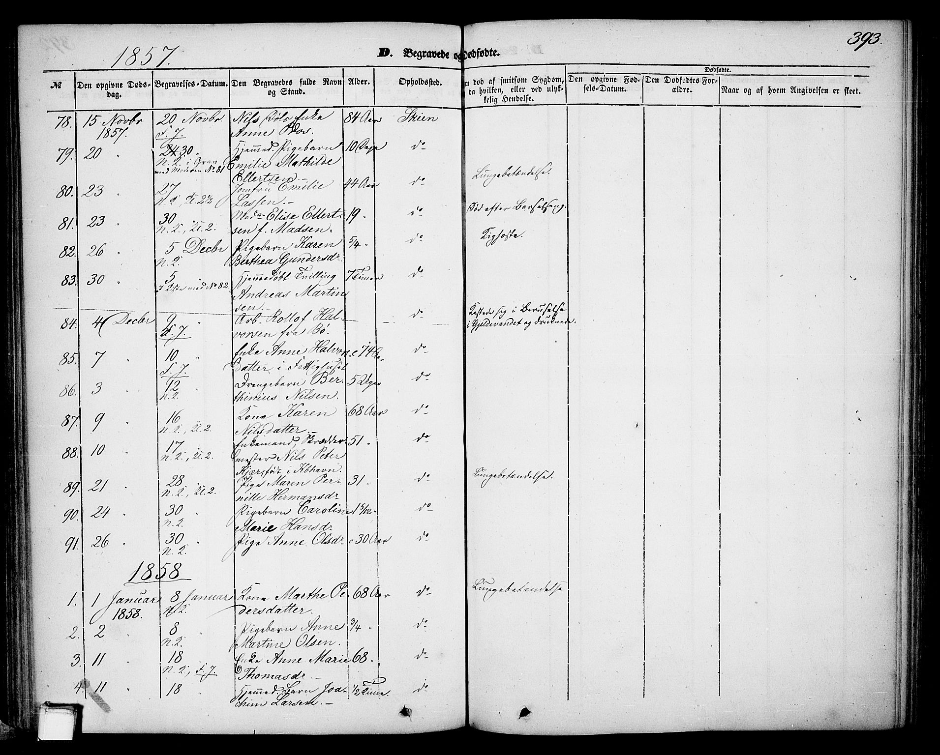 Skien kirkebøker, SAKO/A-302/G/Ga/L0004: Parish register (copy) no. 4, 1843-1867, p. 393