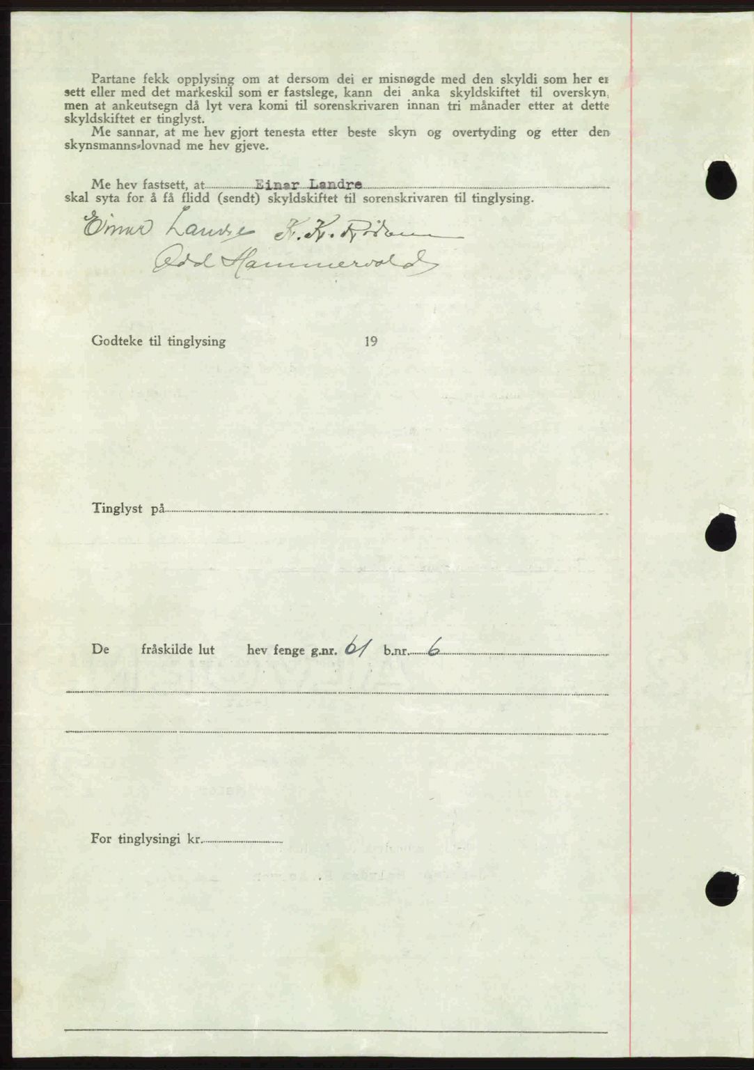 Romsdal sorenskriveri, AV/SAT-A-4149/1/2/2C: Mortgage book no. A21, 1946-1946, Diary no: : 2425/1946