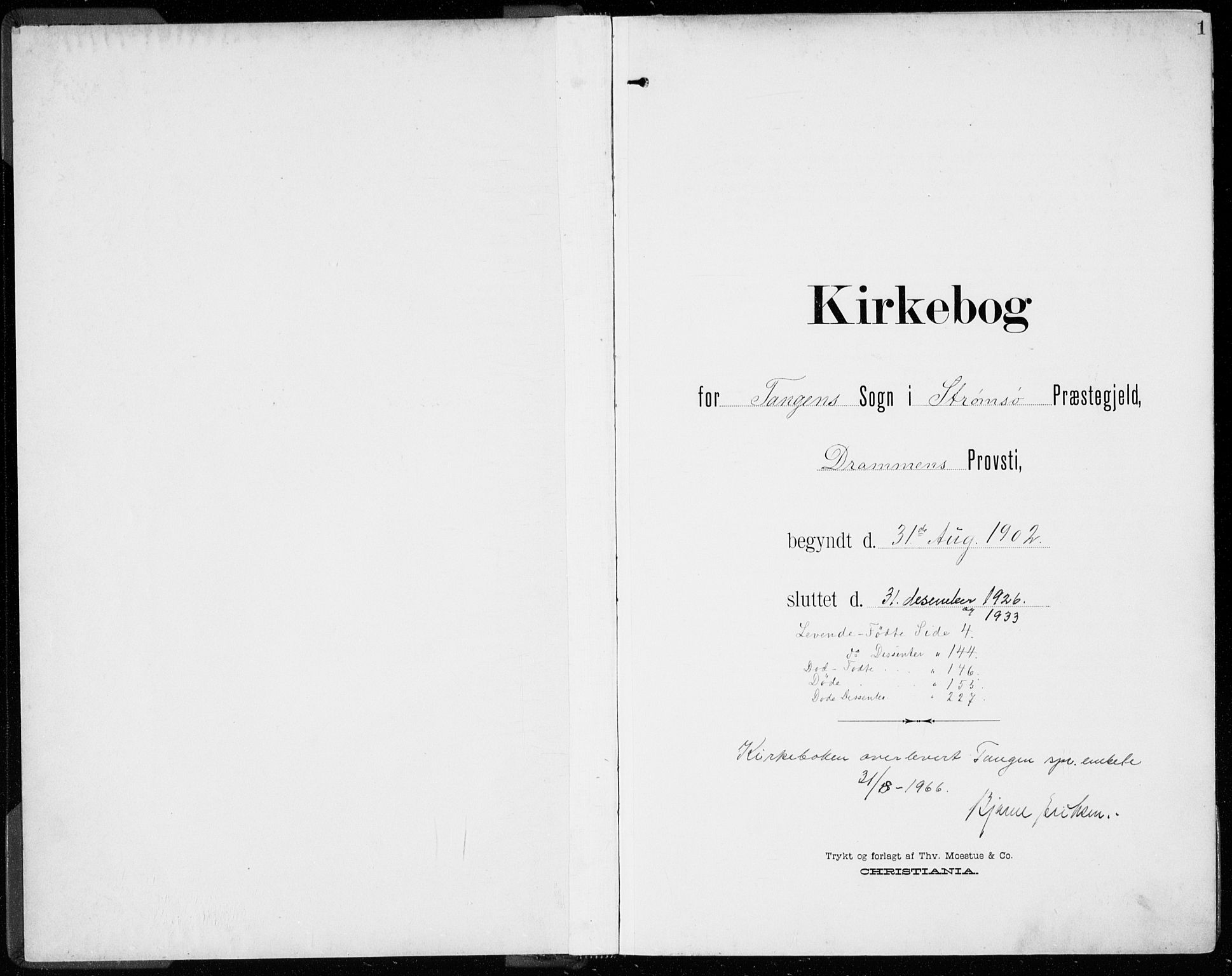 Strømsø kirkebøker, AV/SAKO-A-246/F/Fb/L0008: Parish register (official) no. II 8, 1902-1933, p. 1