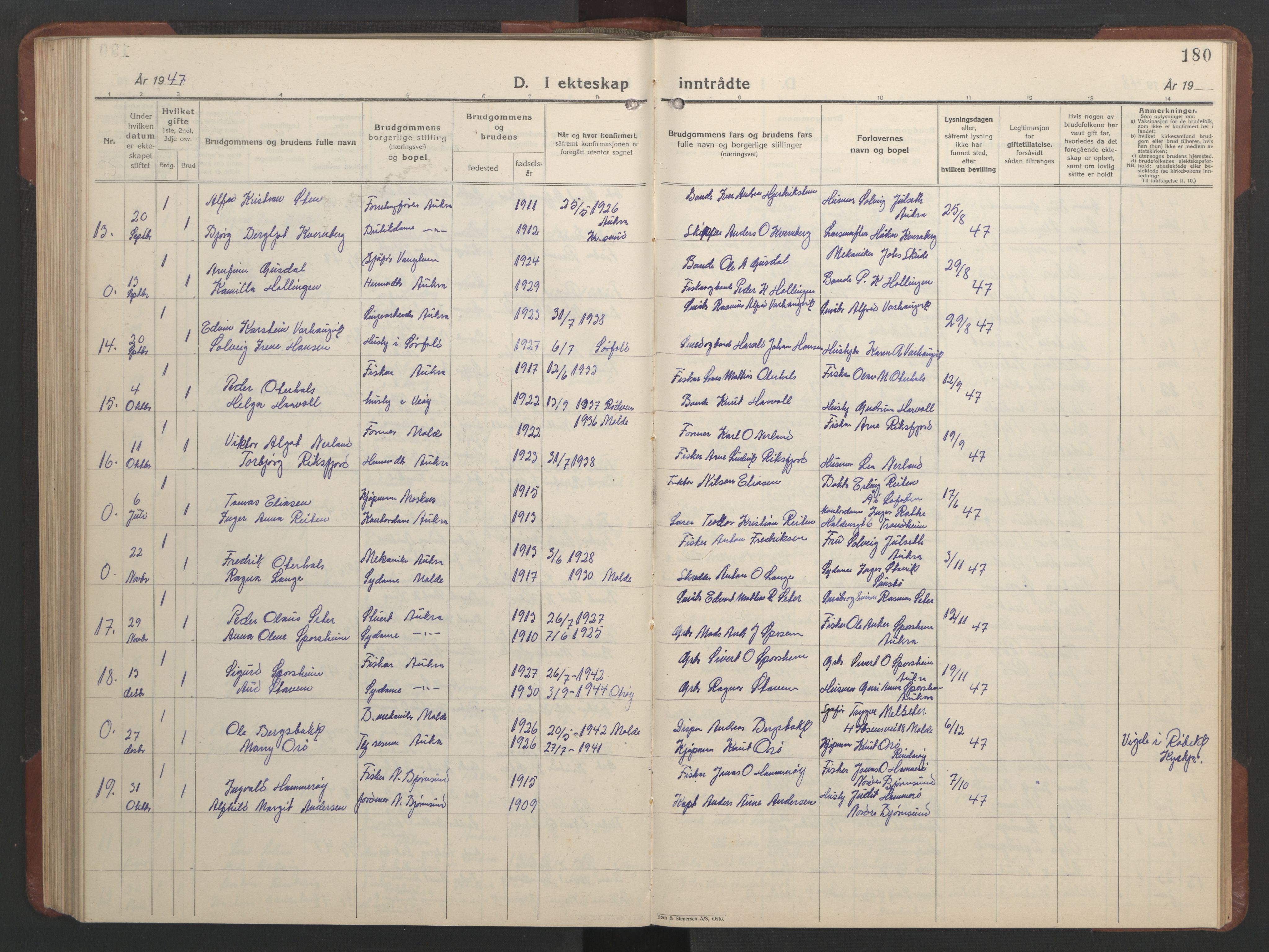 Ministerialprotokoller, klokkerbøker og fødselsregistre - Møre og Romsdal, AV/SAT-A-1454/560/L0726: Parish register (copy) no. 560C03, 1928-1952, p. 180