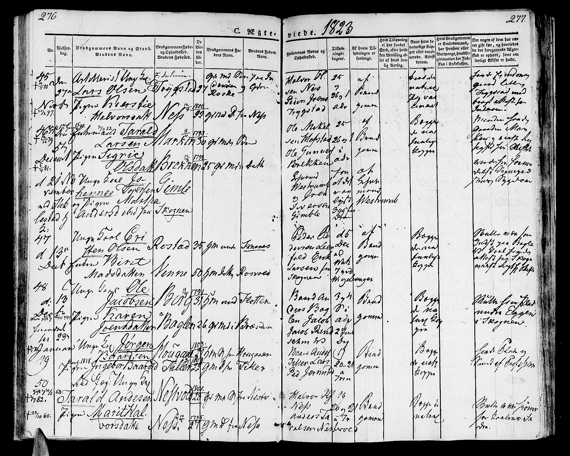 Ministerialprotokoller, klokkerbøker og fødselsregistre - Nord-Trøndelag, SAT/A-1458/723/L0237: Parish register (official) no. 723A06, 1822-1830, p. 276-277