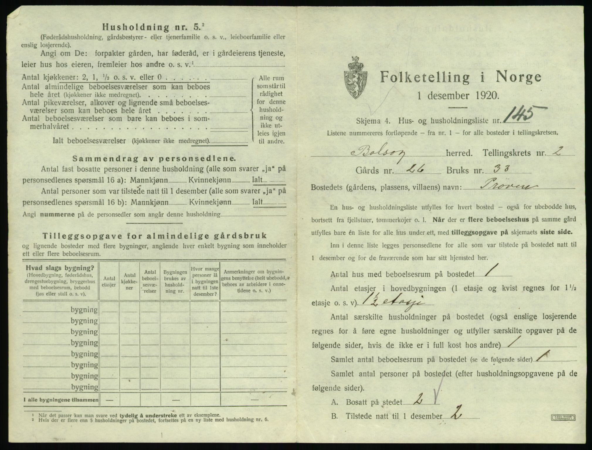 SAT, 1920 census for Bolsøy, 1920, p. 521