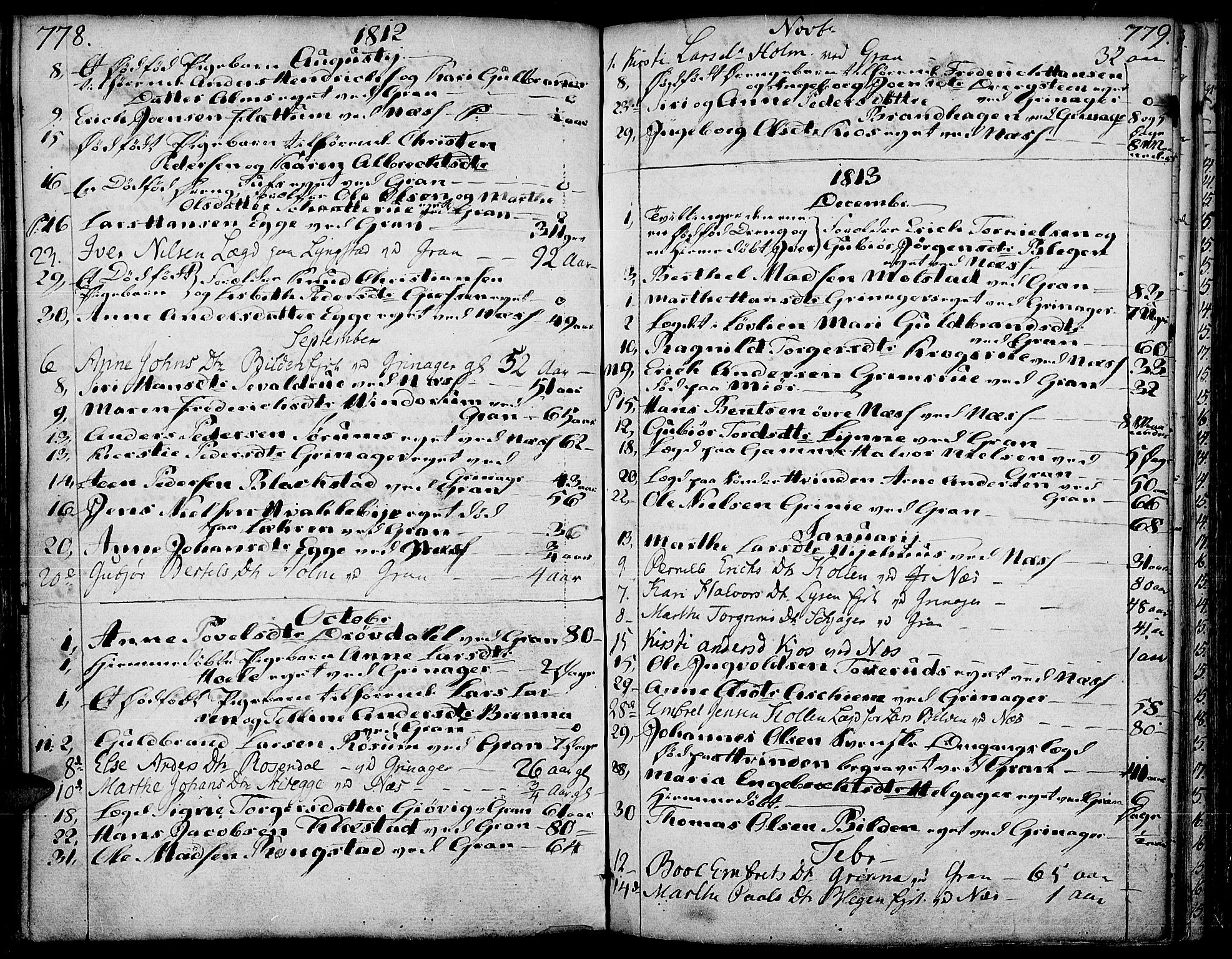 Gran prestekontor, SAH/PREST-112/H/Ha/Haa/L0006: Parish register (official) no. 6, 1787-1824, p. 778-779